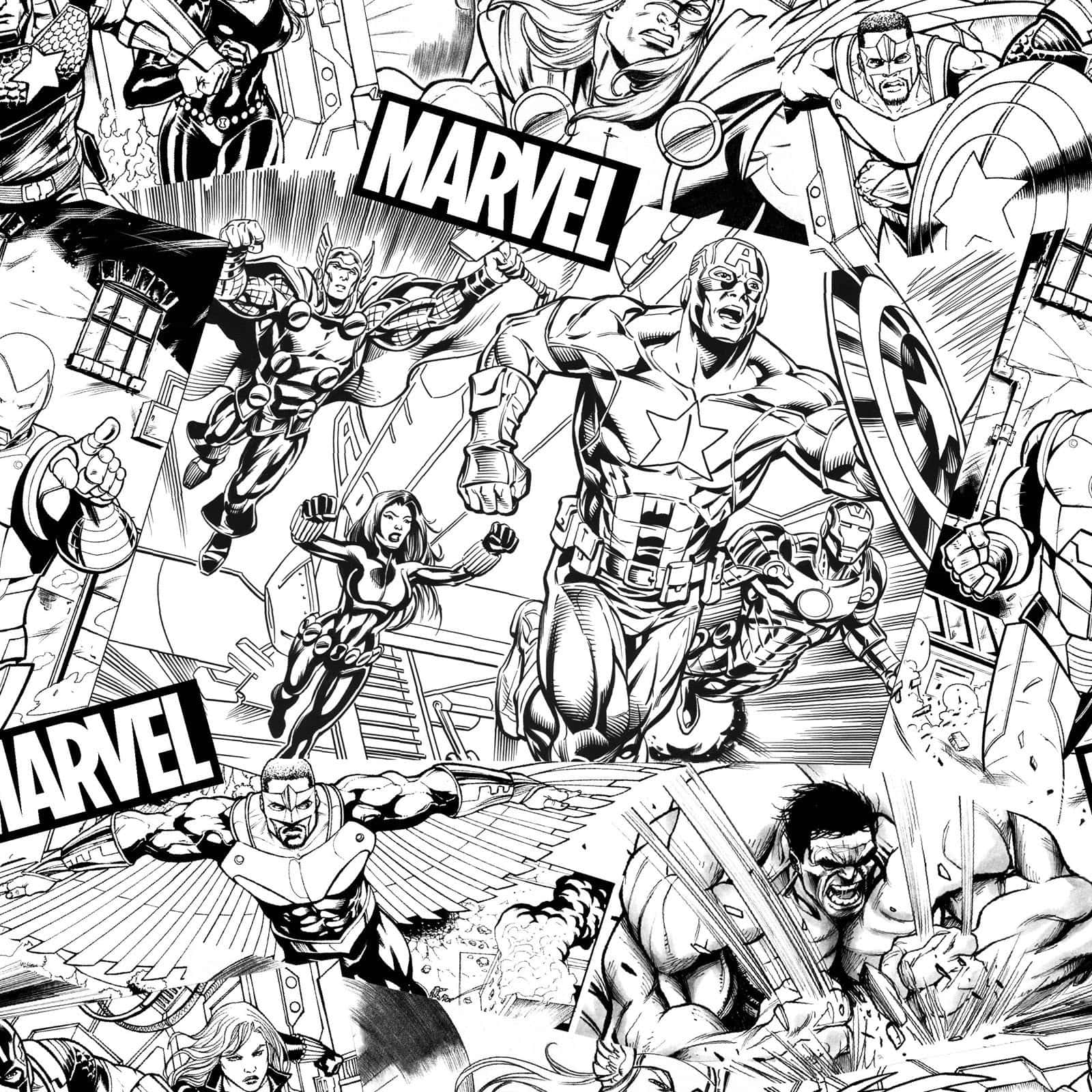 Marvel Heroes Unite In Stunning Black And White Background