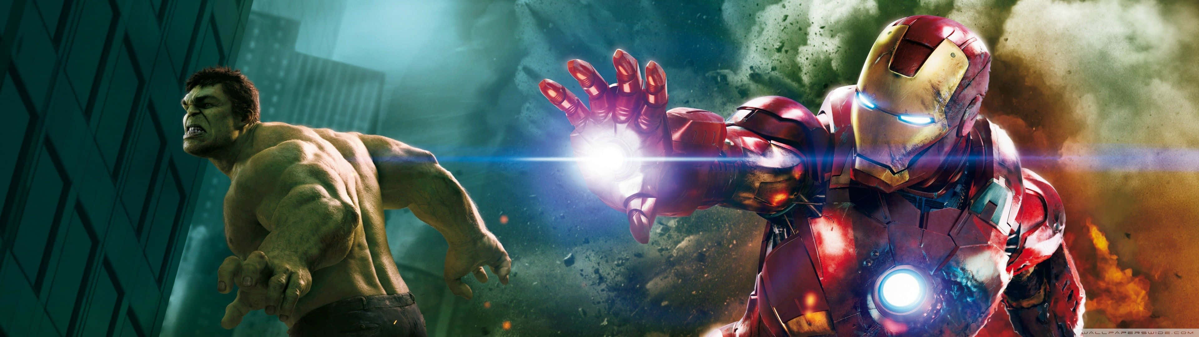 Marvel Hulk And Ironman Cool Dual Monitor Background