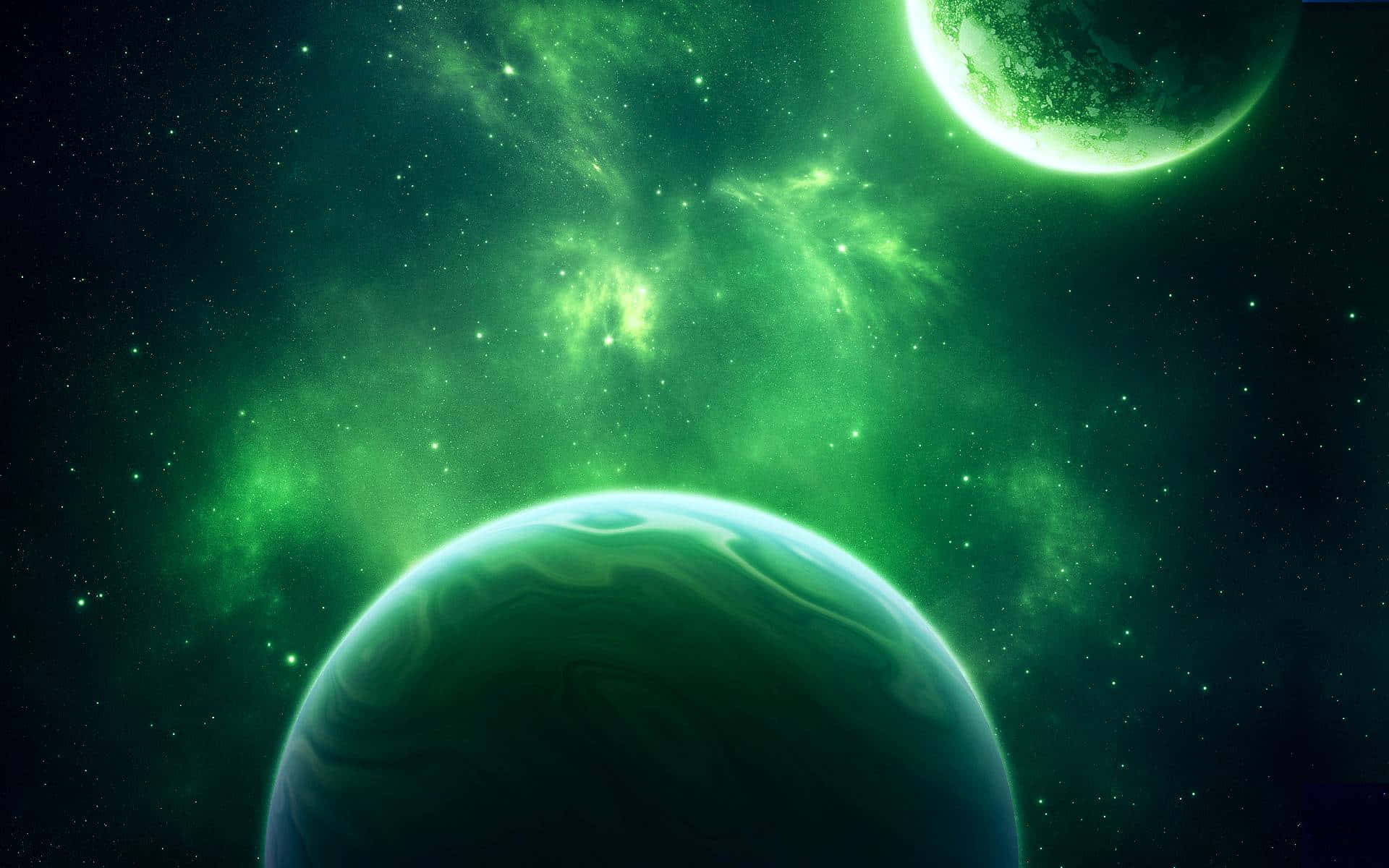 Marvel In The Beauty Of The Green Galaxy Background