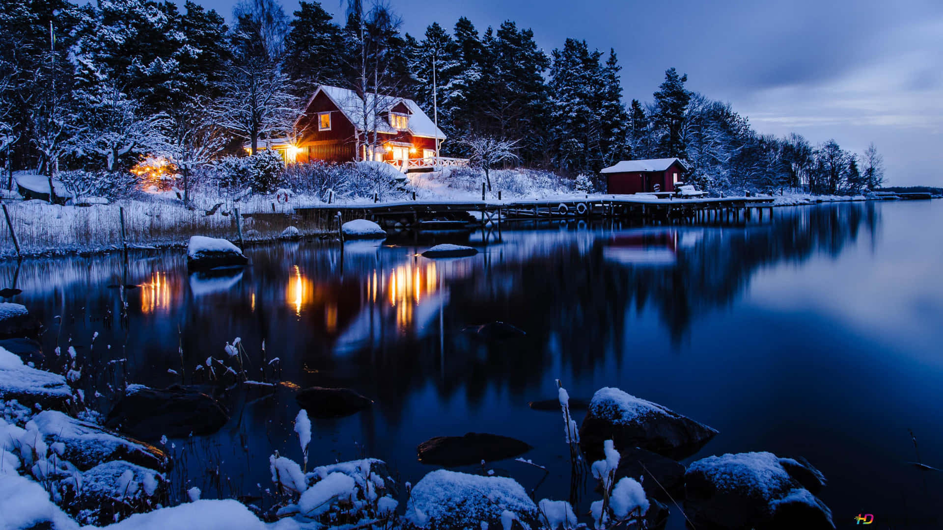 Marvel In The Beauty Of Winter With The Glistening Whites Of The Snow, And The Vivid Blues And Greens Of The Trees. Background