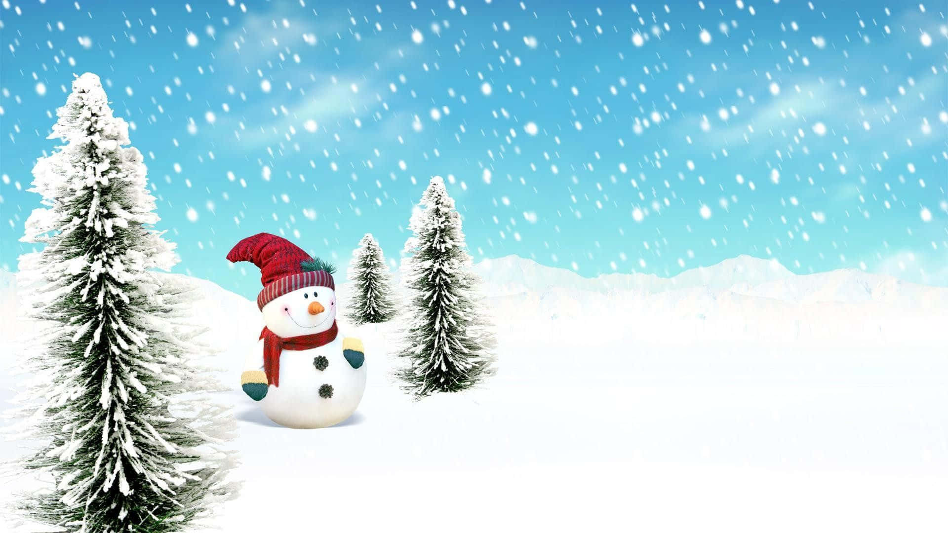 Marvel In The Magical Winter Wonderland With A Snowman Background