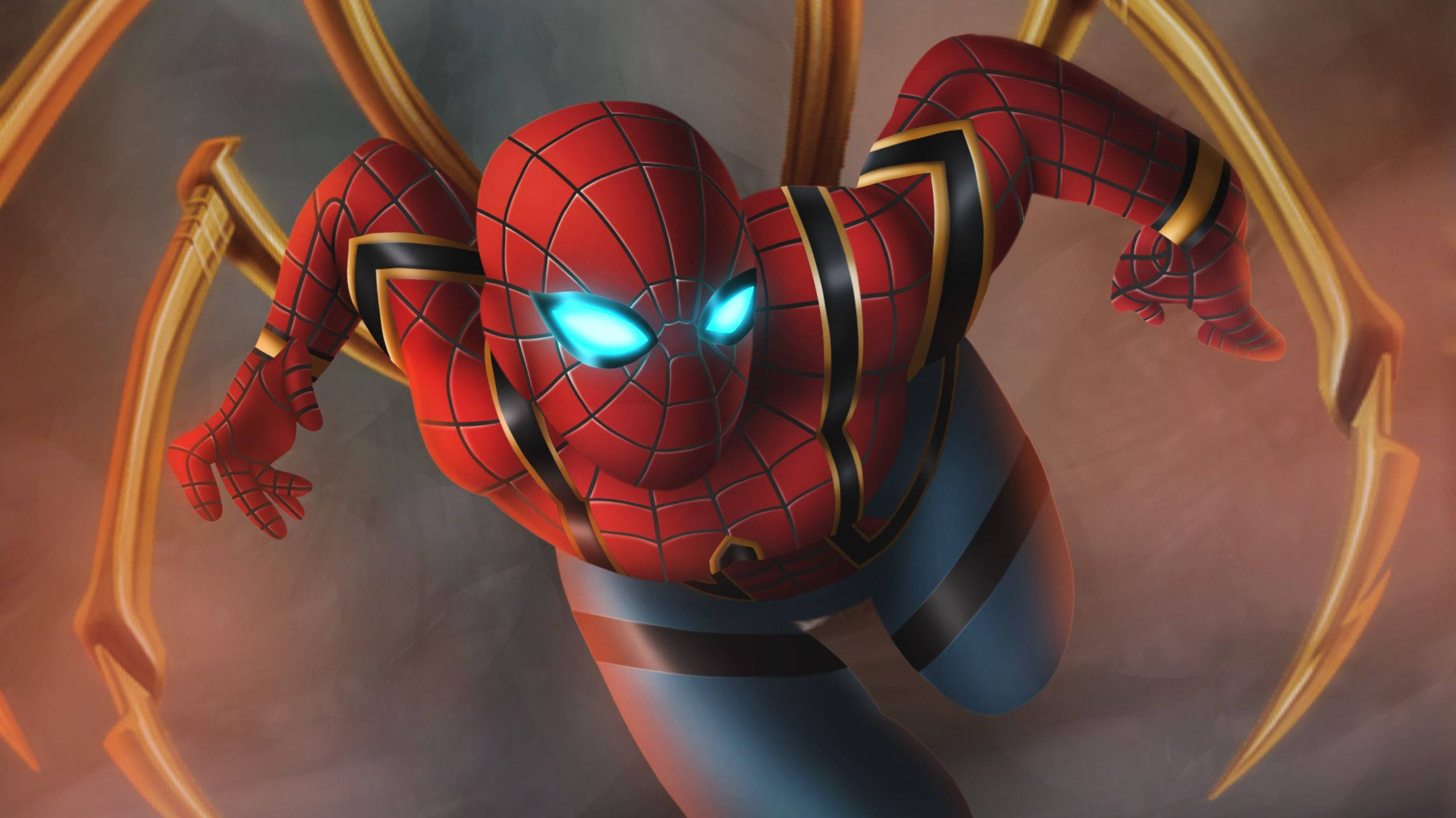 Marvel Iron Spider Smoky Battlefield Background