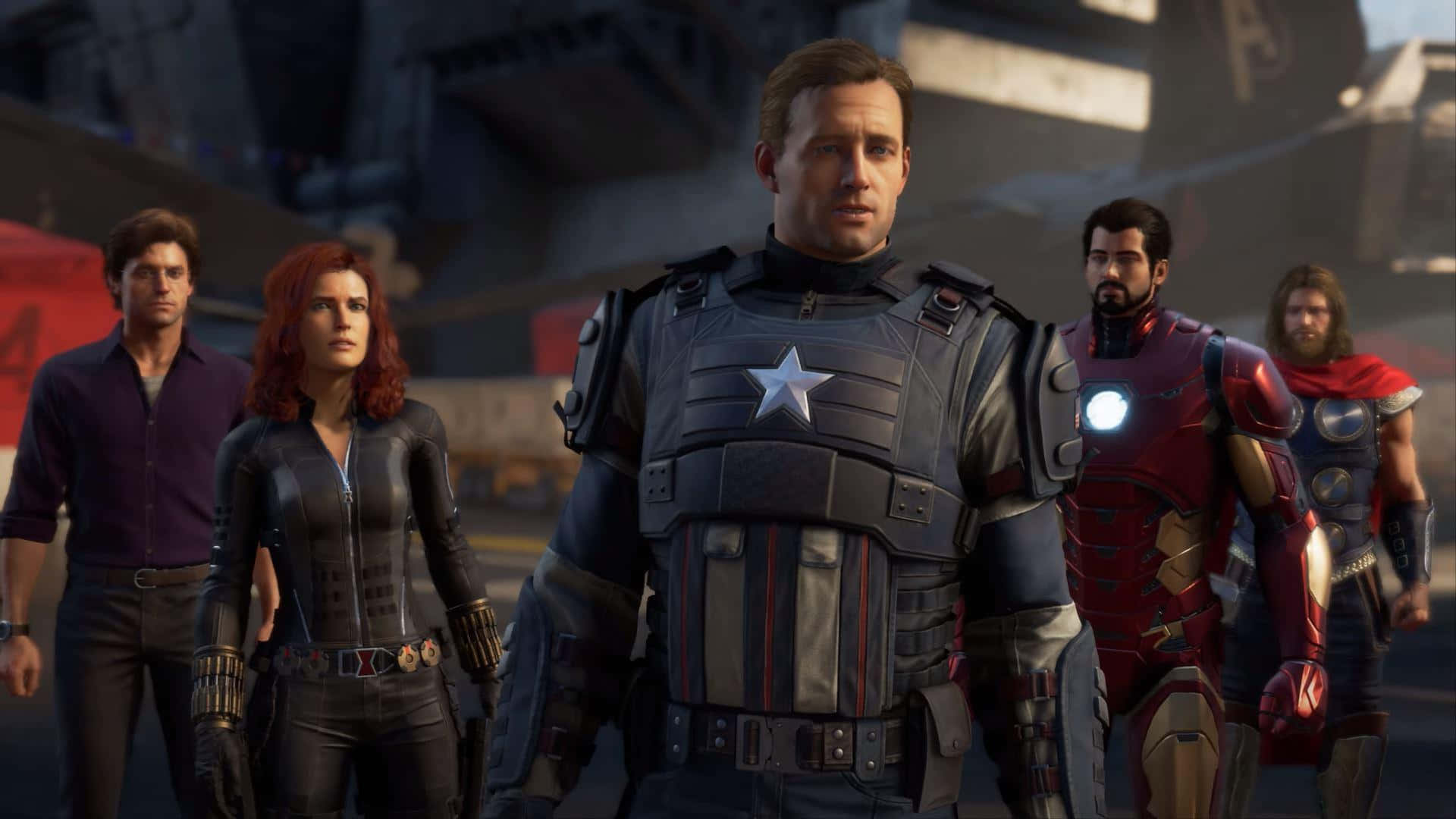 Marvel Ps4 Avengers Cast After Fight Background