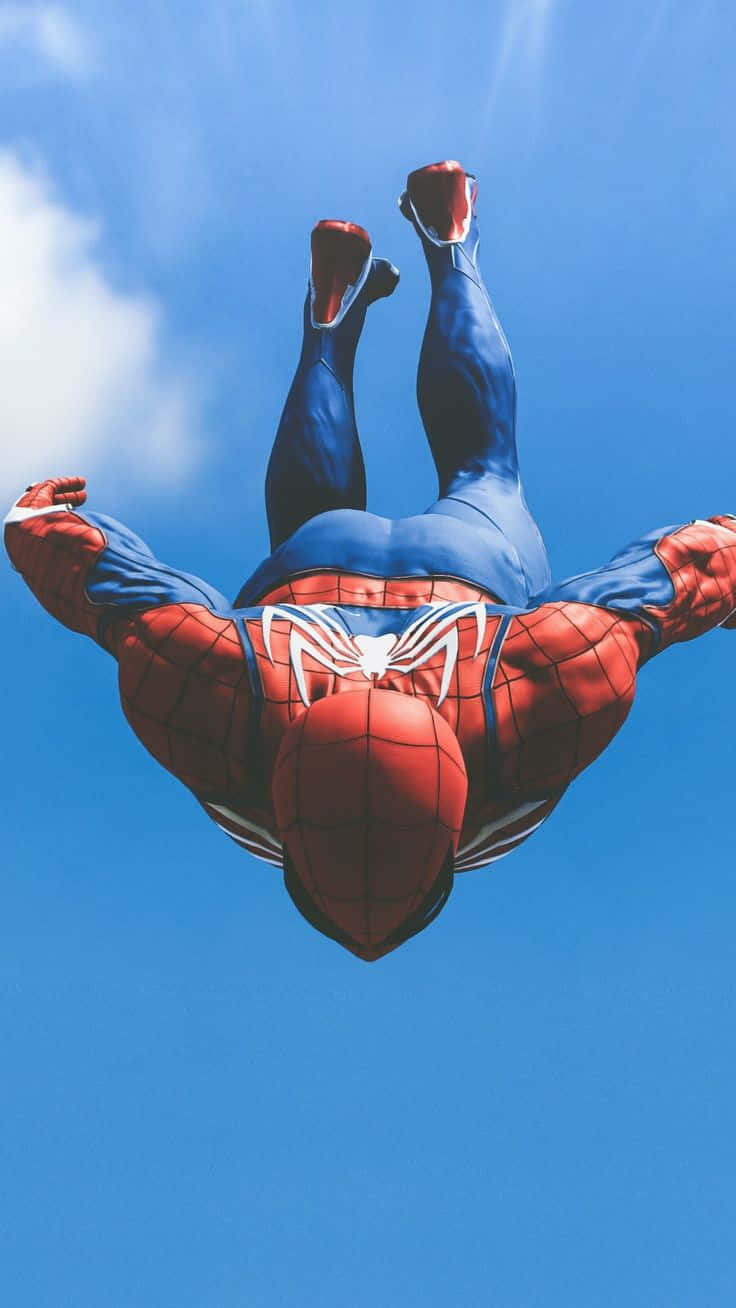Marvel Ps4 Spiderman Diving From The Sky Background