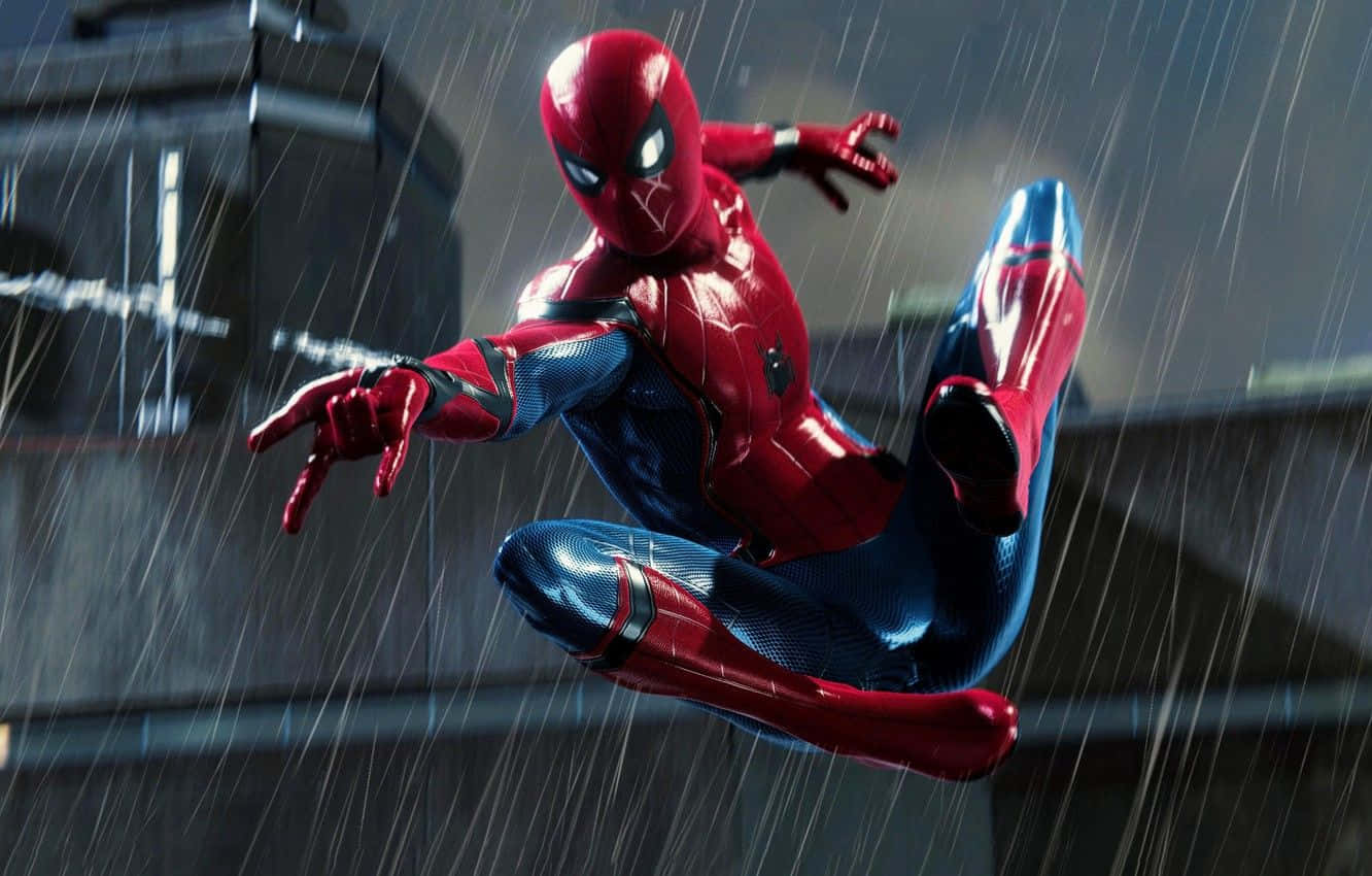 Marvel Ps4 Spiderman In The Rain Background