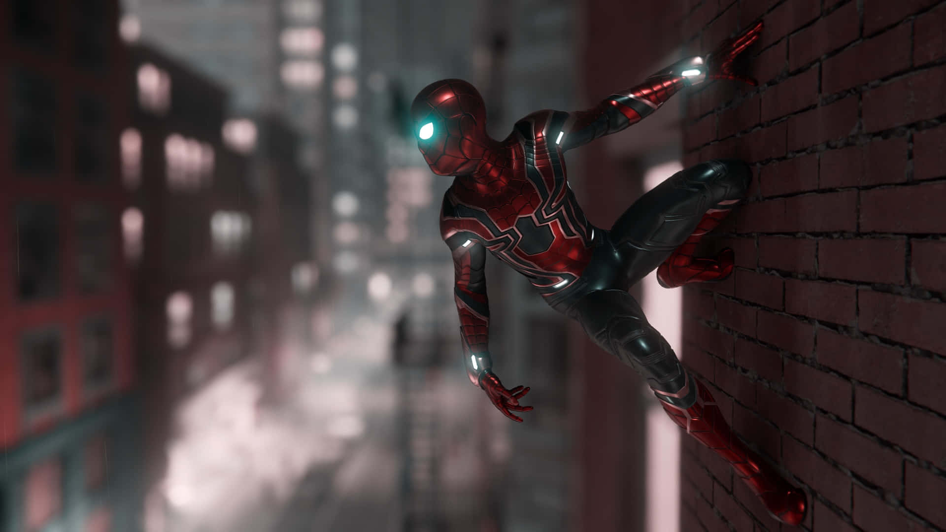 Marvel Ps4 Spiderman Posing On A Wall Background