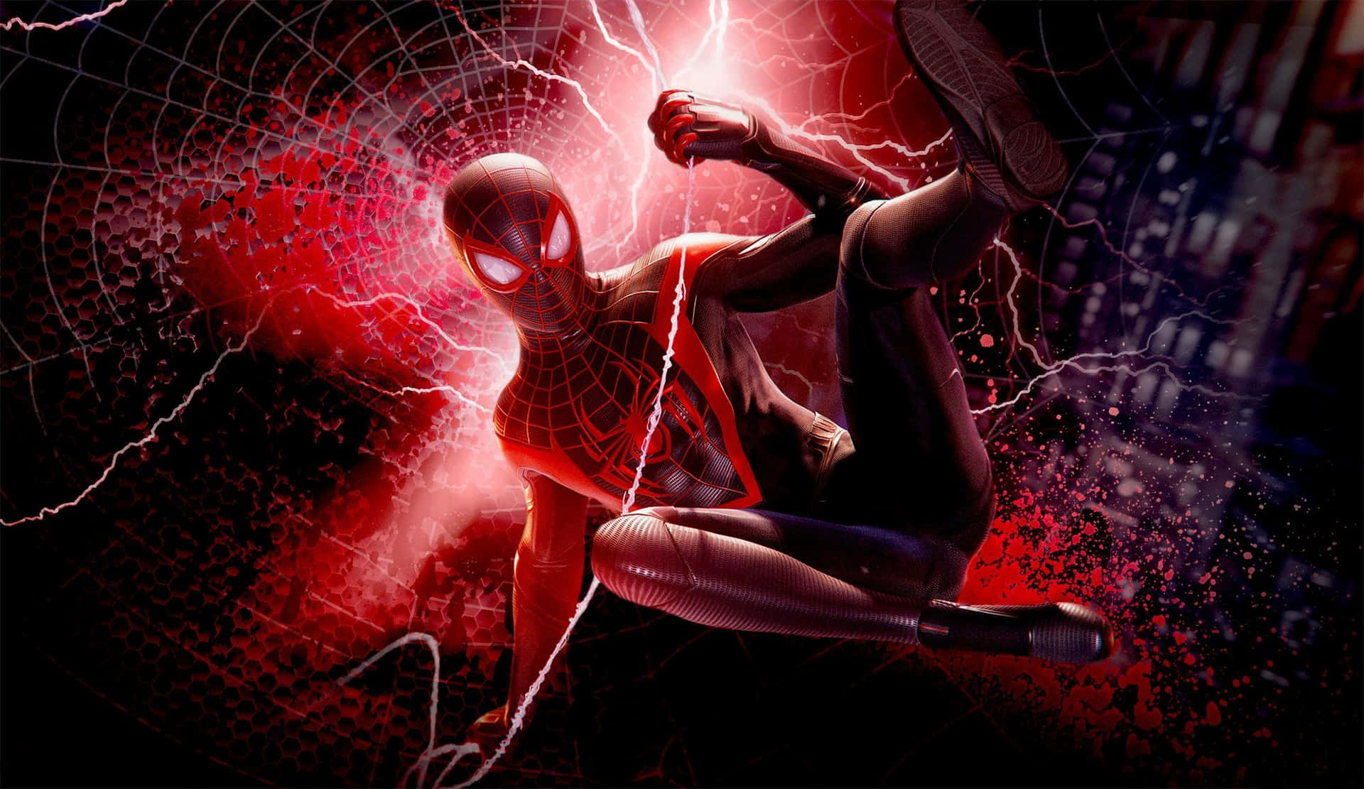 Marvel Ps4 Spiderman Red Lightning Background