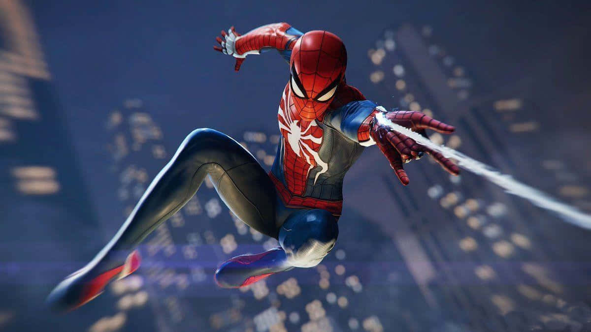 Marvel Ps4 Spiderman Web Slinging In The City Background