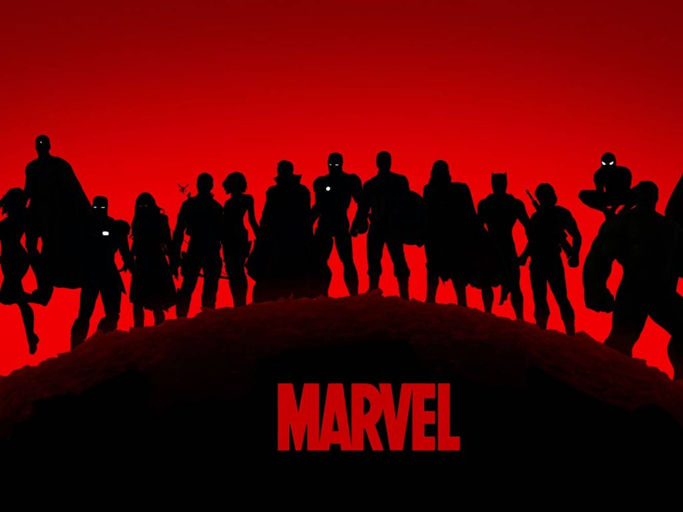 Marvel's Avengers Silhouetted Superheroes Desktop Background