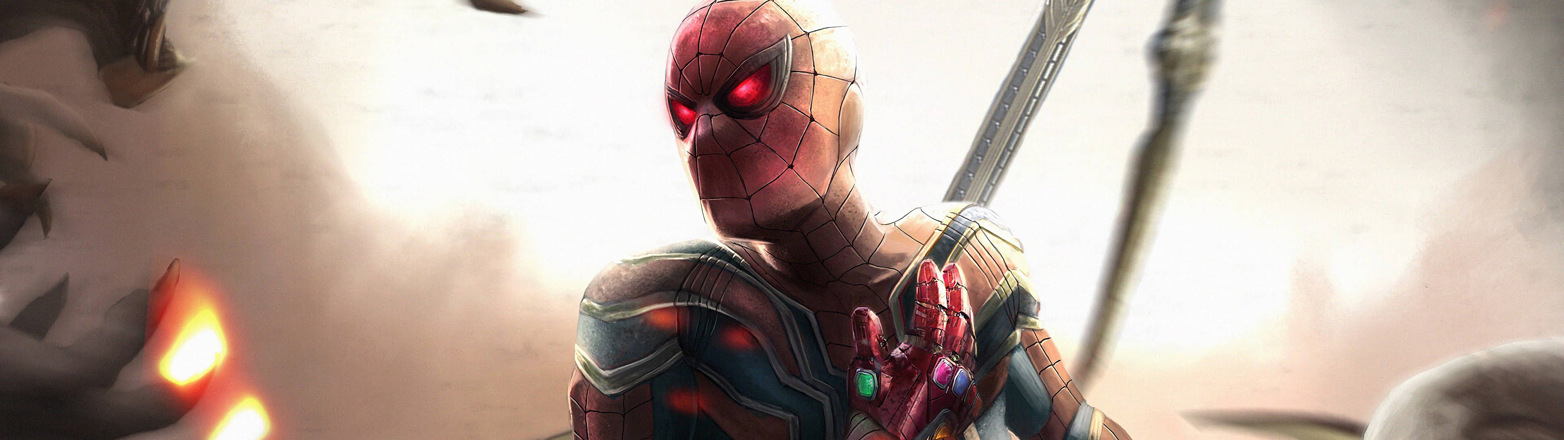 Marvel's Spiderman With Infinity Gauntlet 5120 X 1440 Background
