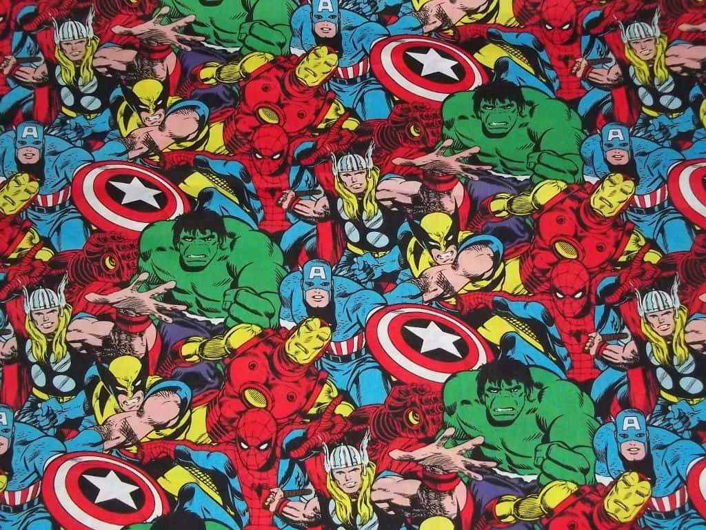 Marvel Superhero Collage Pattern Background