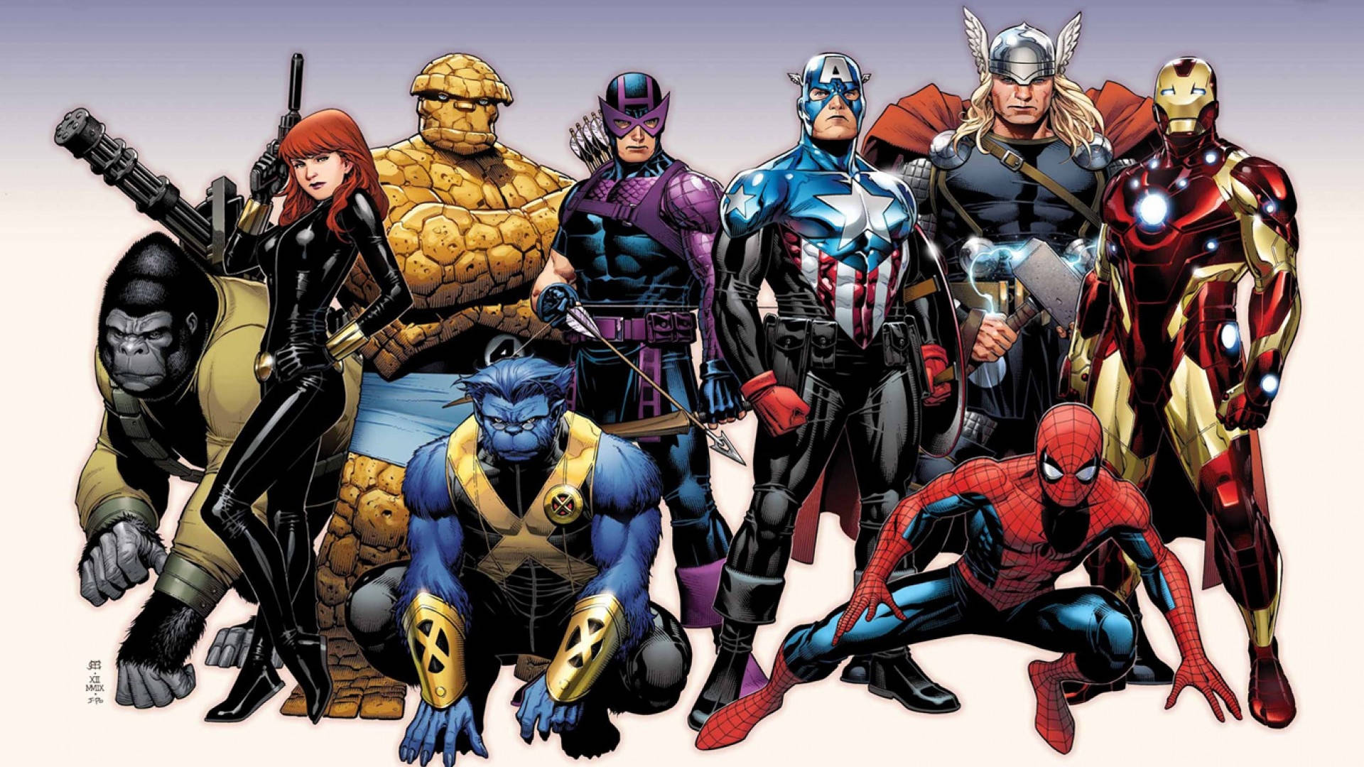 Marvel Superheroes Avengers And X-men Background