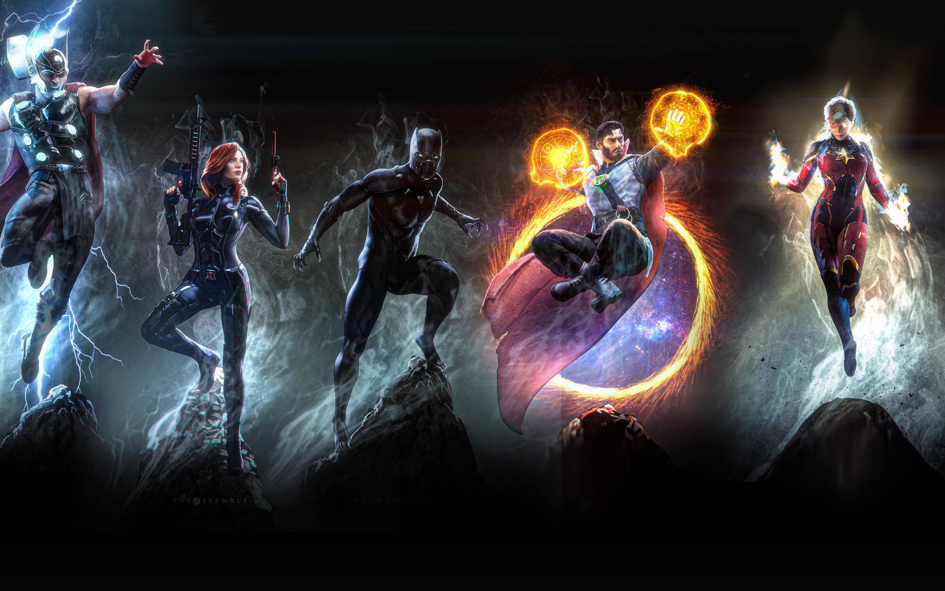 Marvel Superheroes Black Theme Art Background