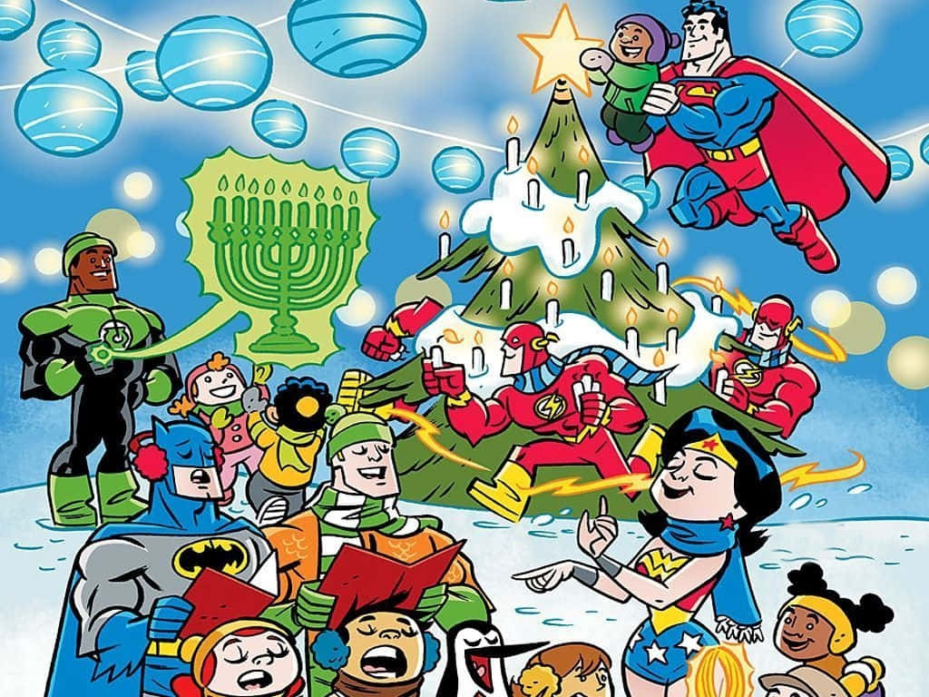 Marvel Superheroes Celebrating Christmas Art