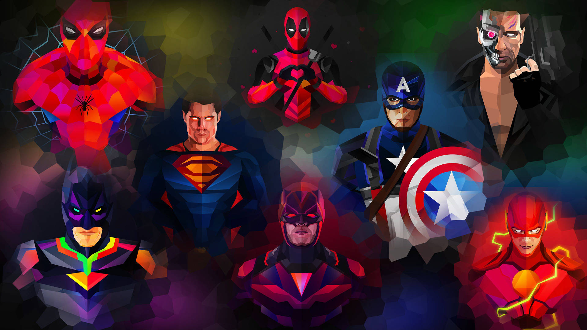 Marvel Superheroes Cubism Art Background