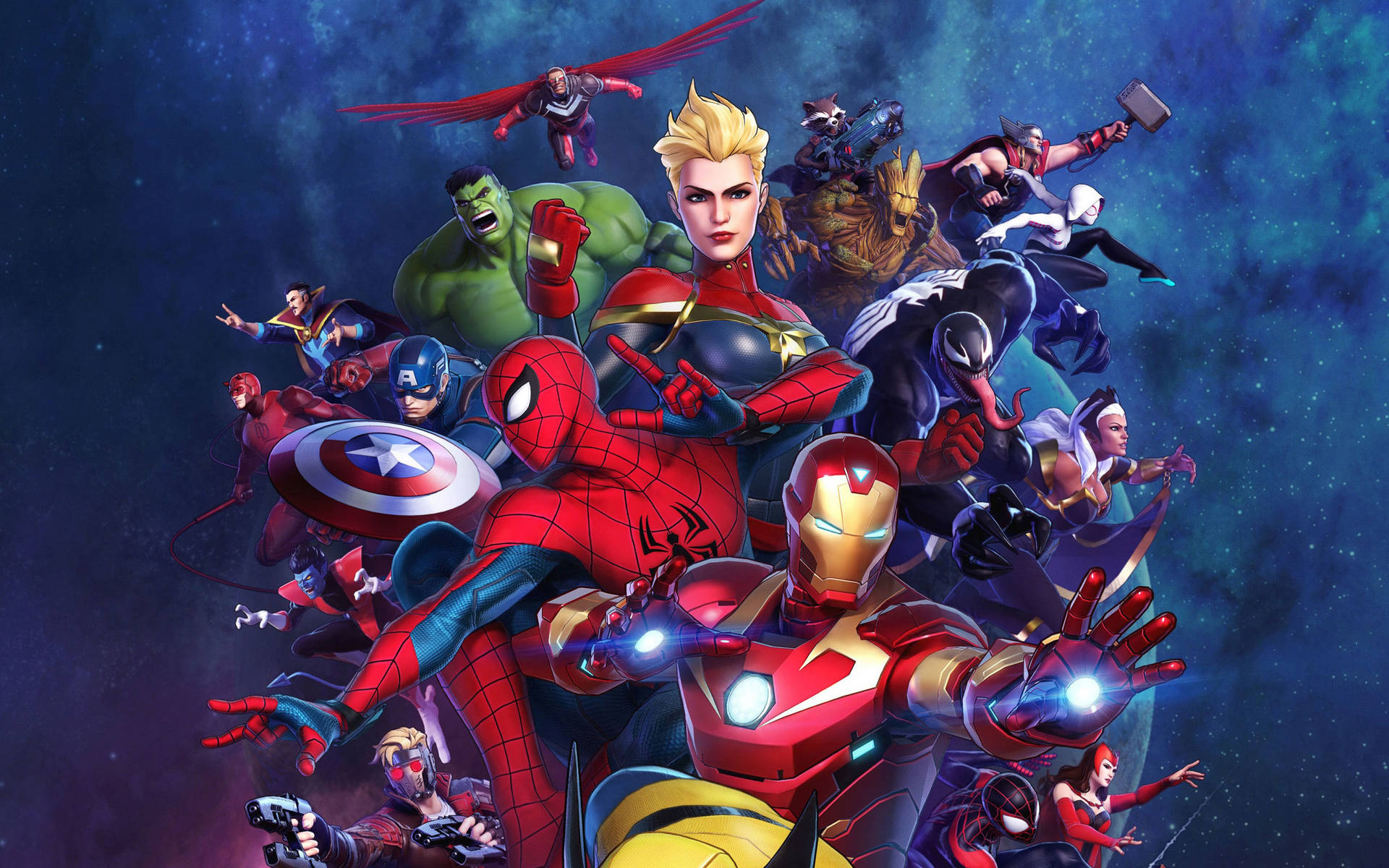 Marvel Superheroes In The Galaxy Background