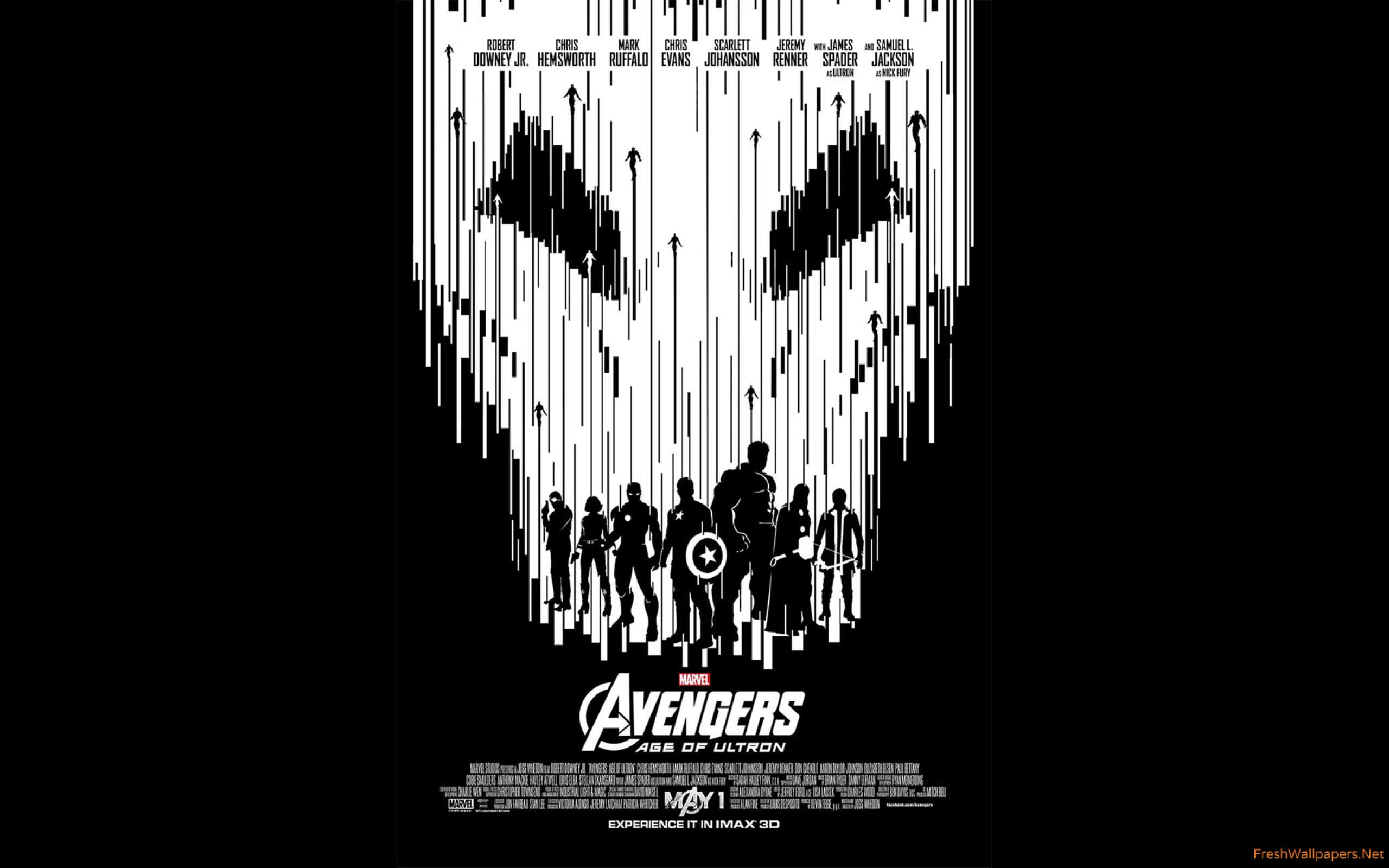 Marvel Universe Illustrated In A Striking Black And White Tone Background