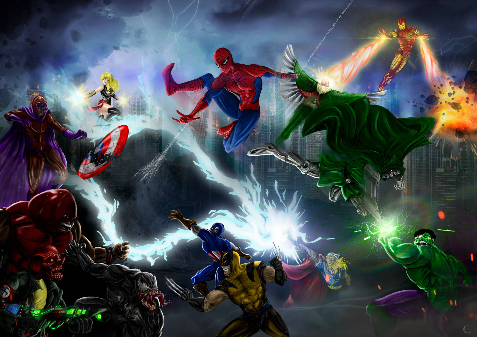 Marvel Villains Vs Superheroes Fanart Background