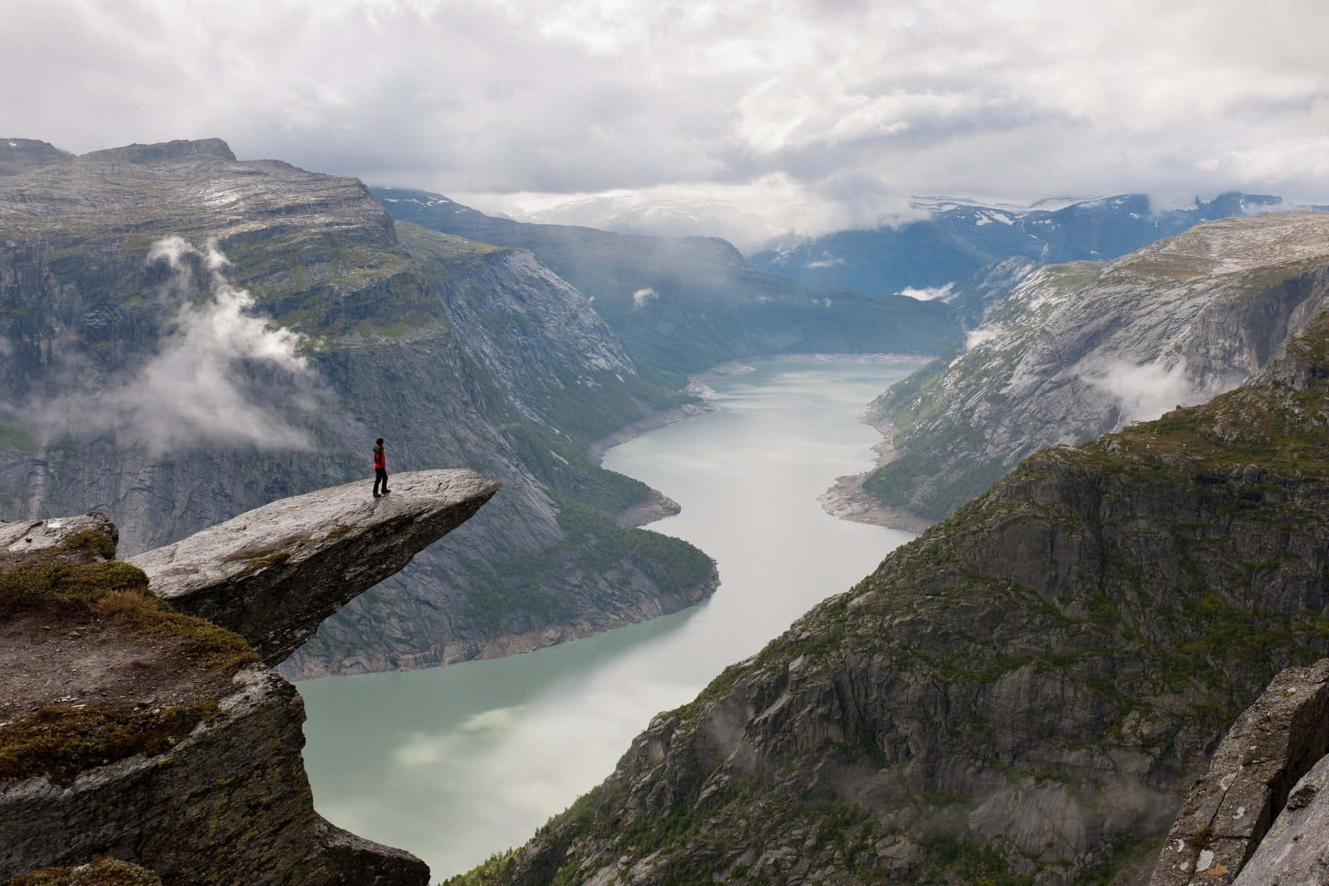Marvelous View Of Trolltunga Rock, Norway Background