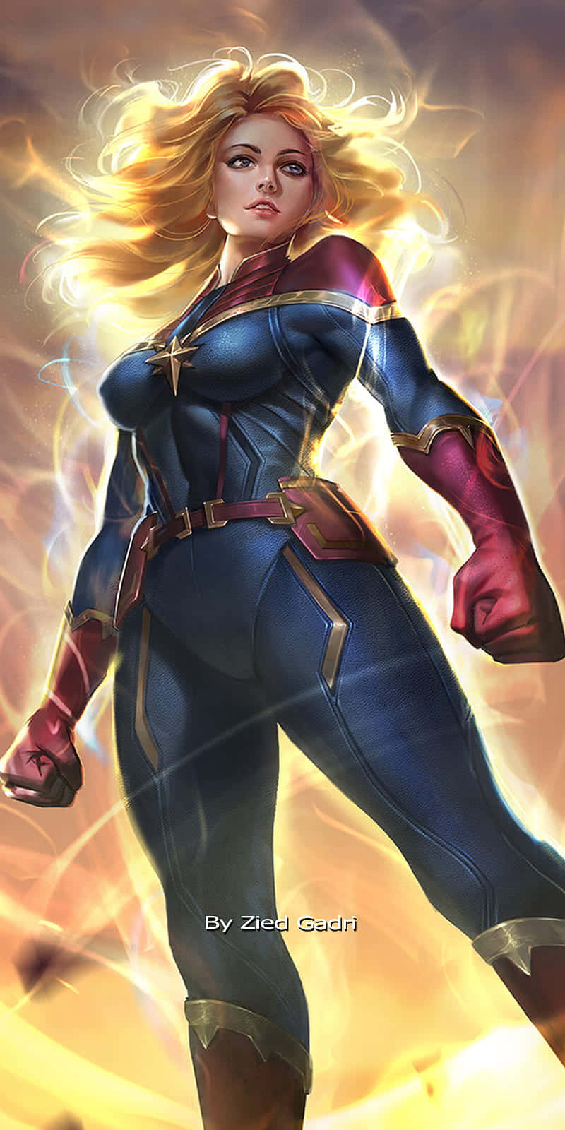 Marvel’s Heroine, Captain Marvel, Comes To Life On Your Ipad Background