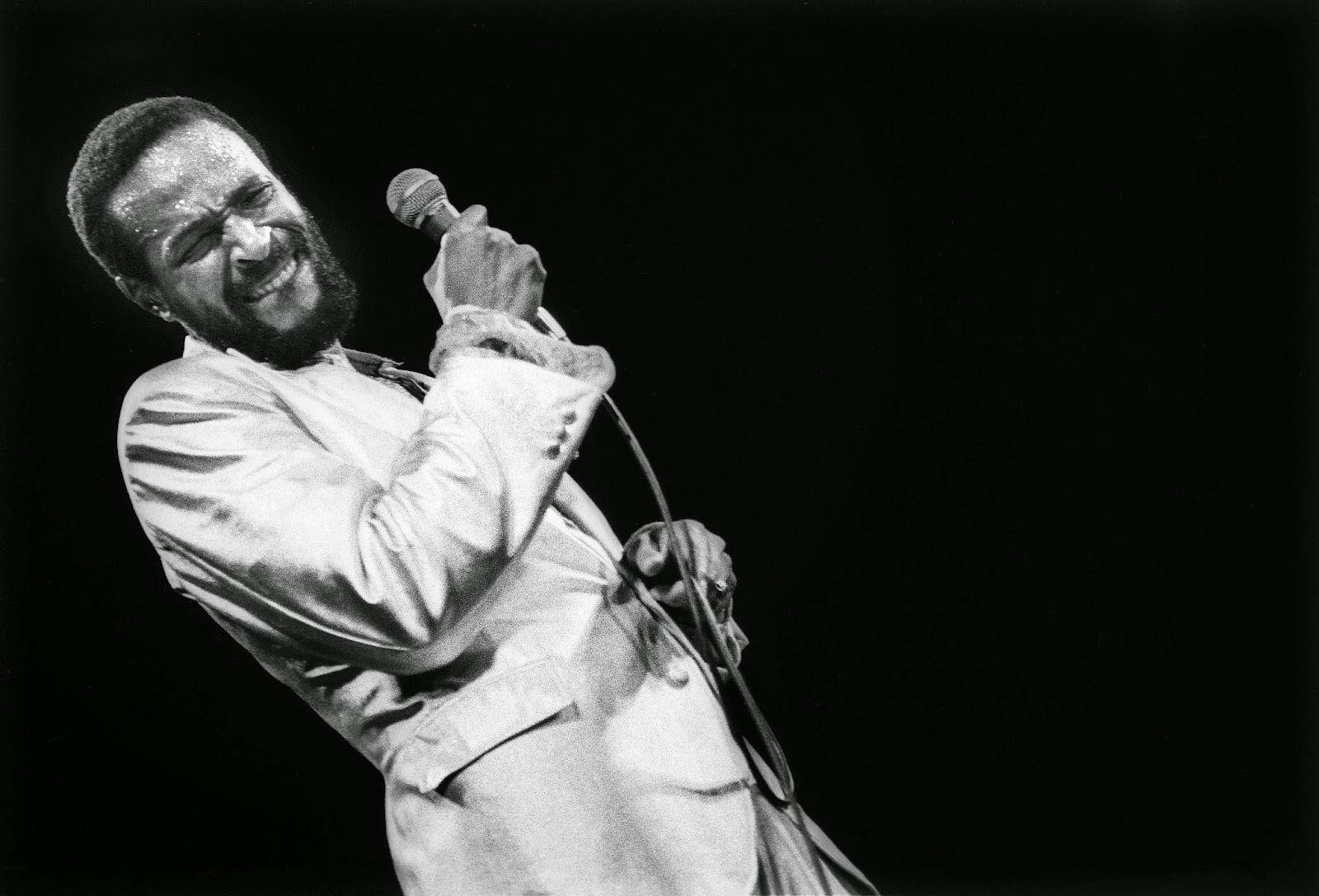 Marvin Gaye Holding Microphone Background