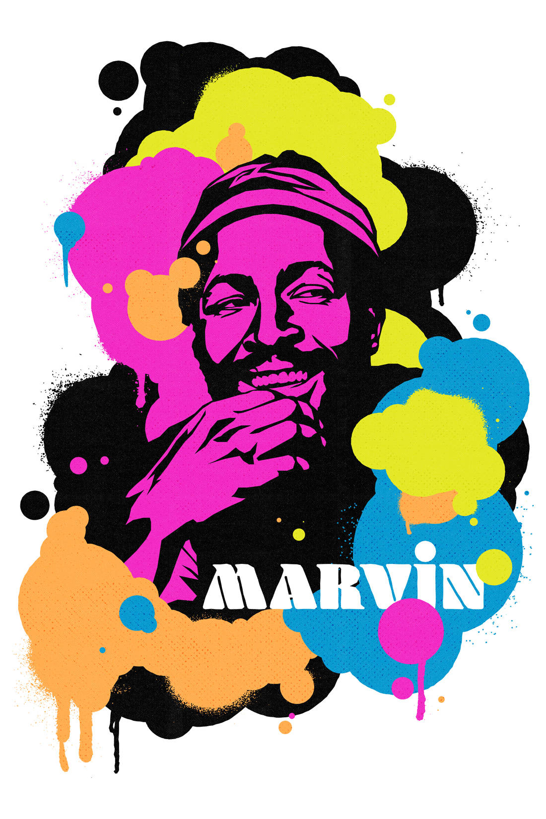 Marvin Gaye Paint Splotches Poster Background