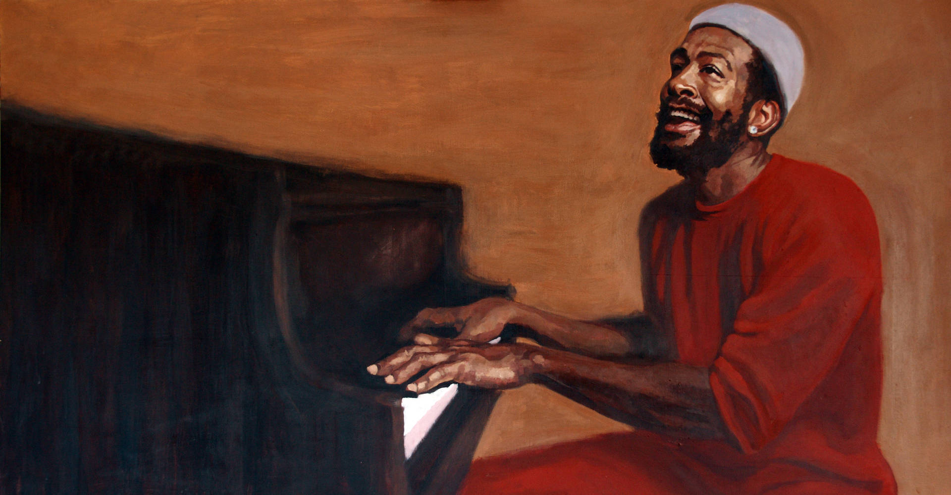 Marvin Gaye Playing Piano Painting Background