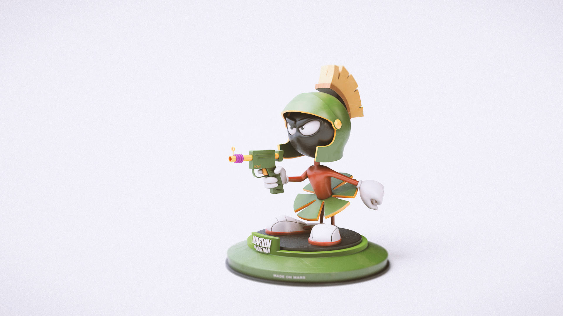 Marvin The Martian Figurine Holding Gun Background