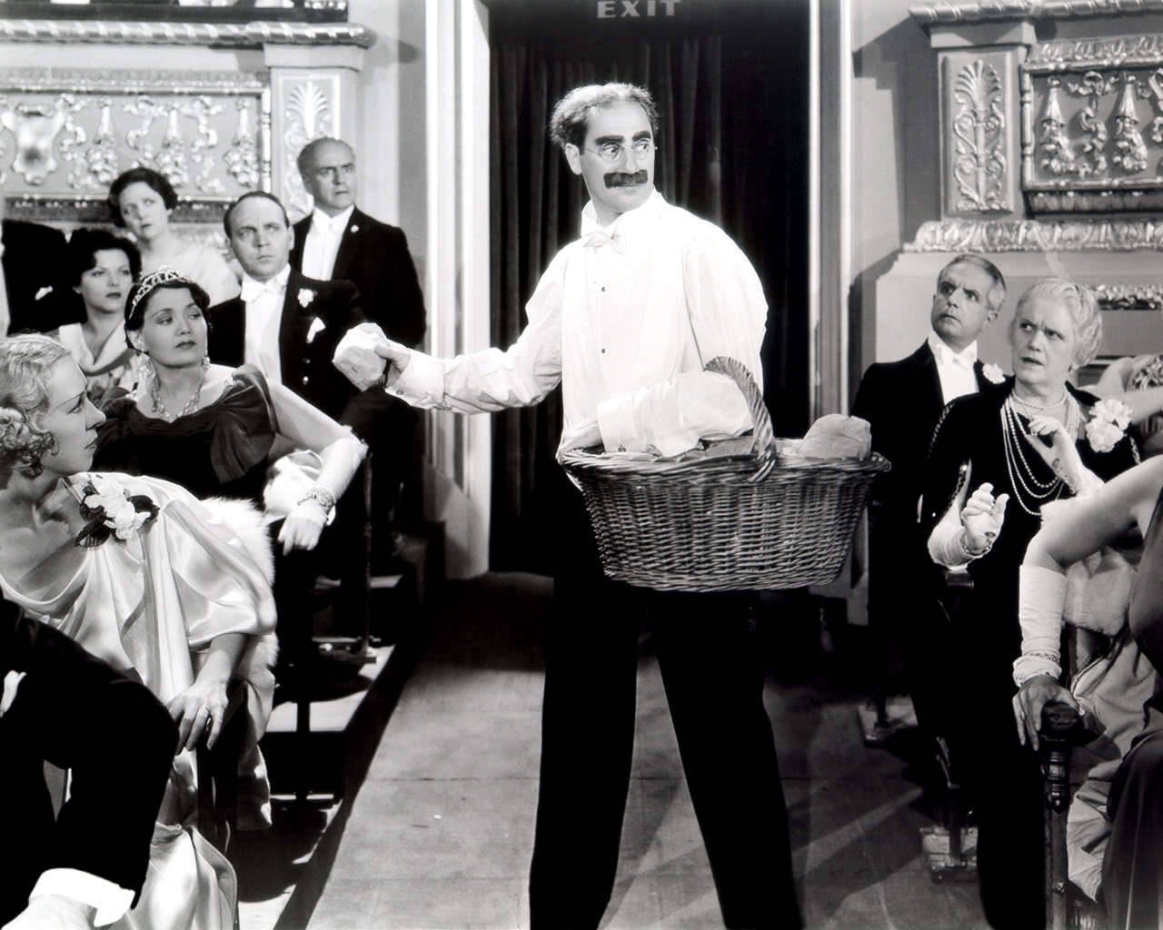 Marx Brothers Groucho Marx With Bread Basket Background
