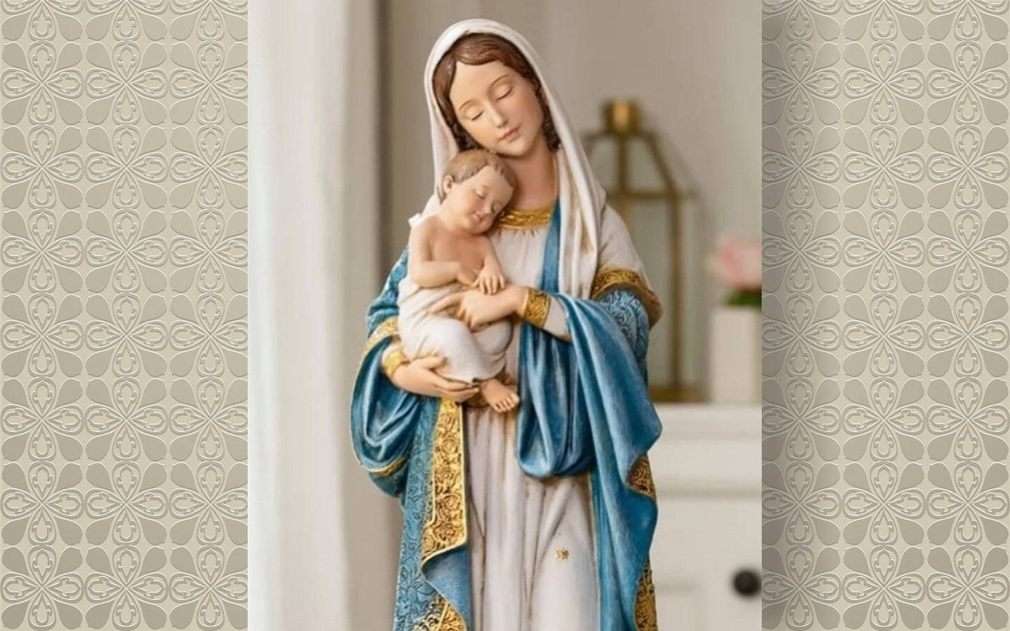 Mary And Jesus Ceramic Statue