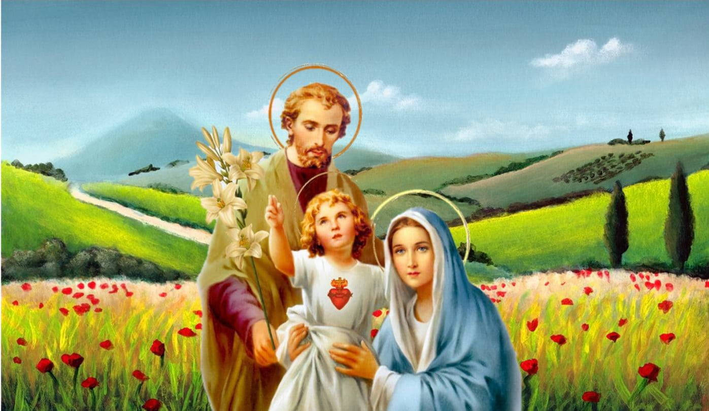 Mary And Jesus Field Background
