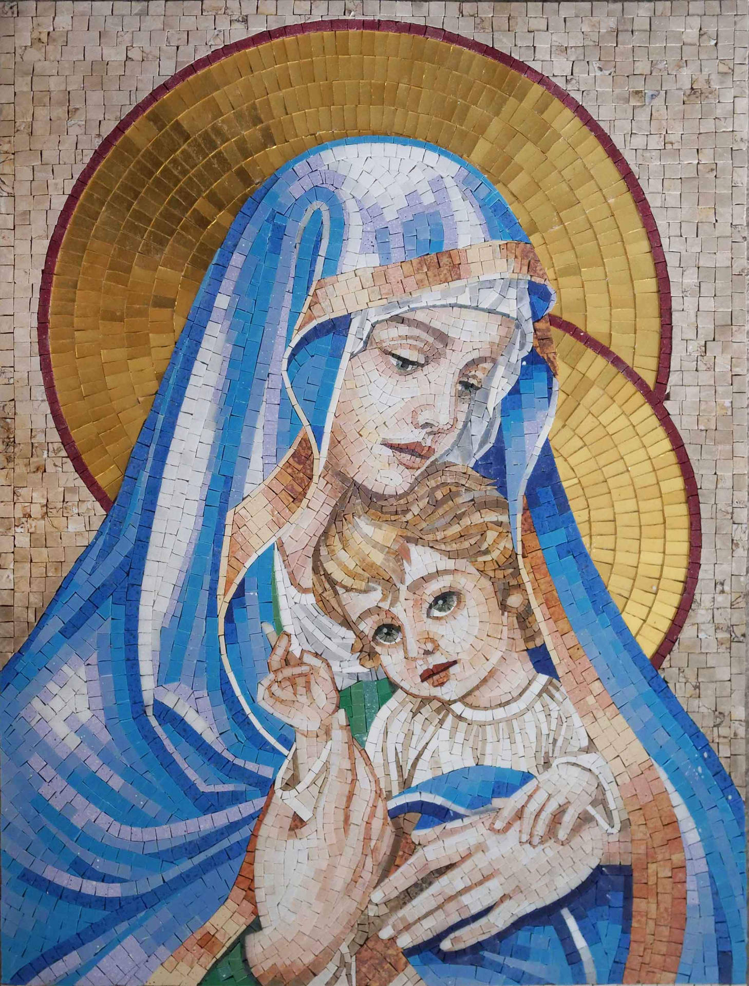Mary And Jesus Mosaic Background