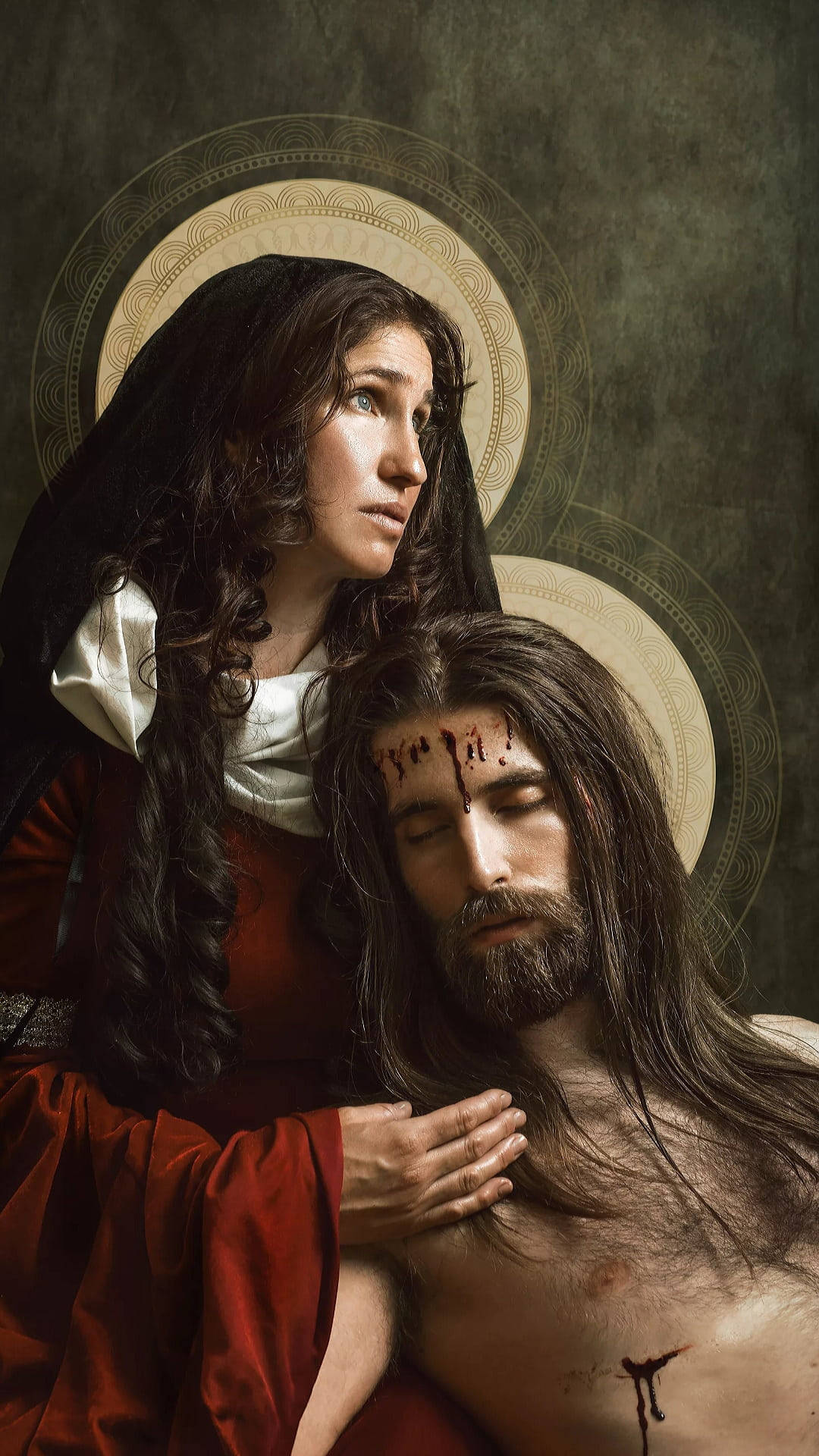 Mary And Jesus Mourning Background