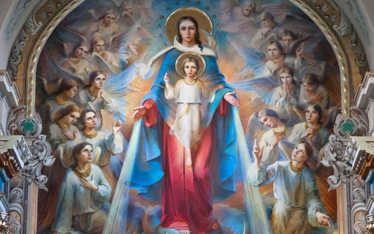 Mary And Jesus Mural Background