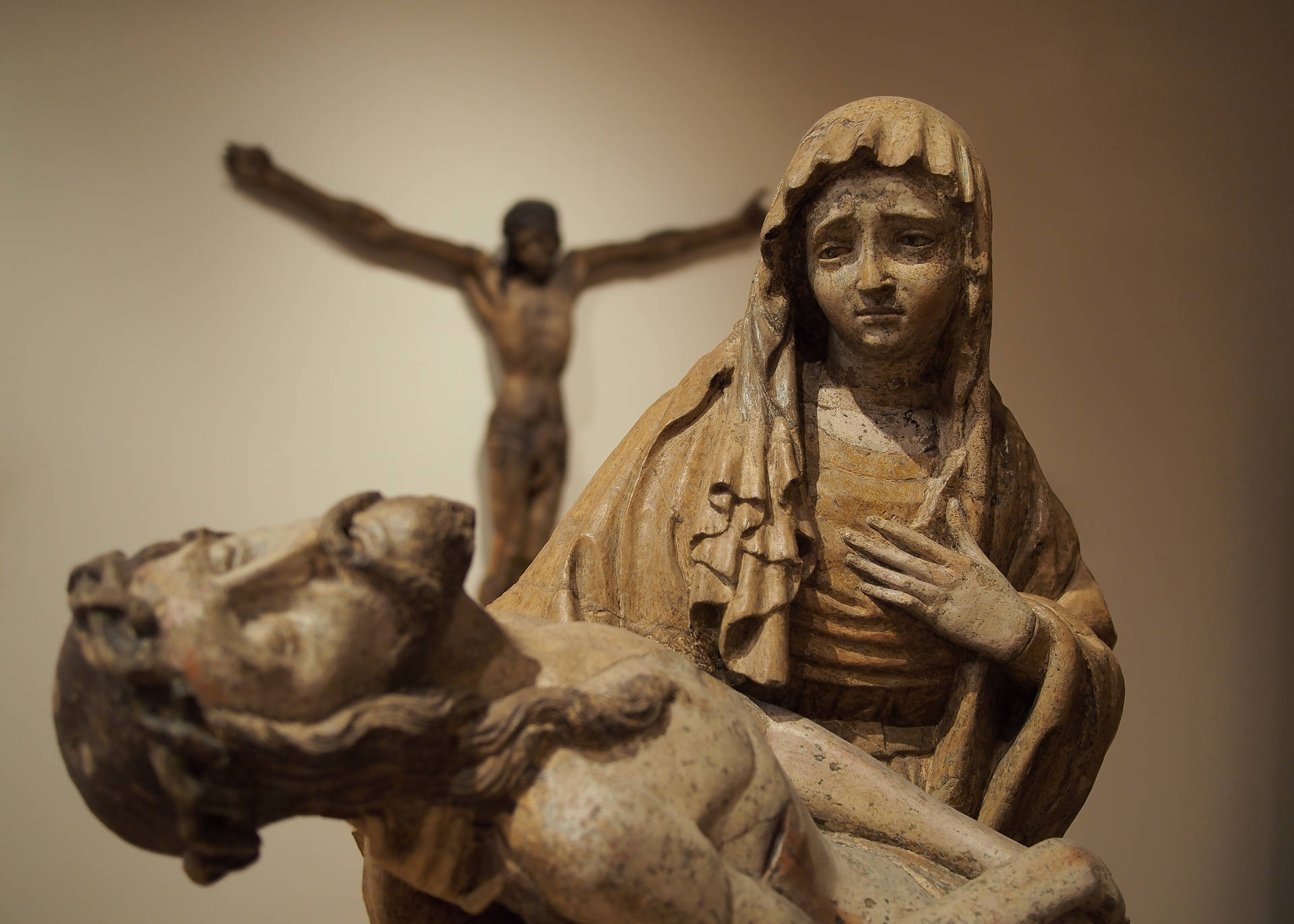 Mary And Jesus Stone Mourning Background