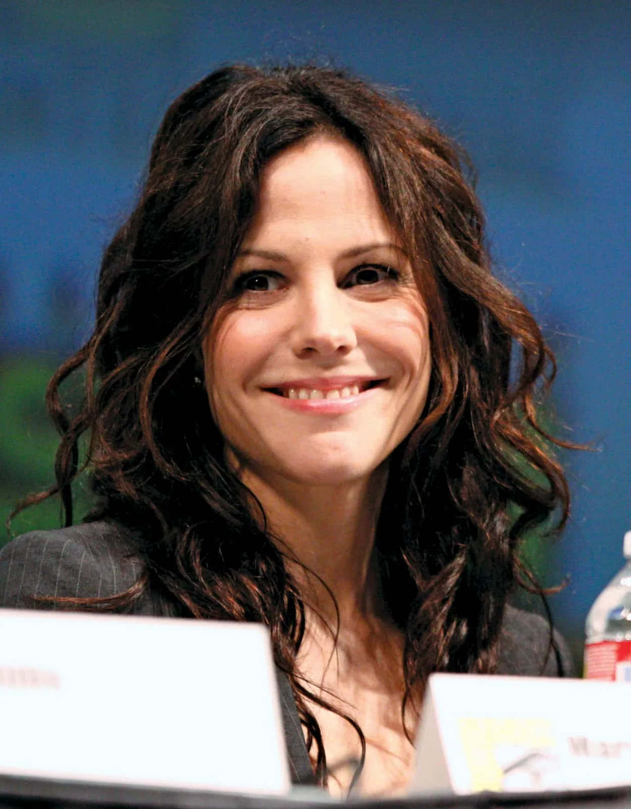 Mary-louise Parker Smiling In Elegant Dress Background
