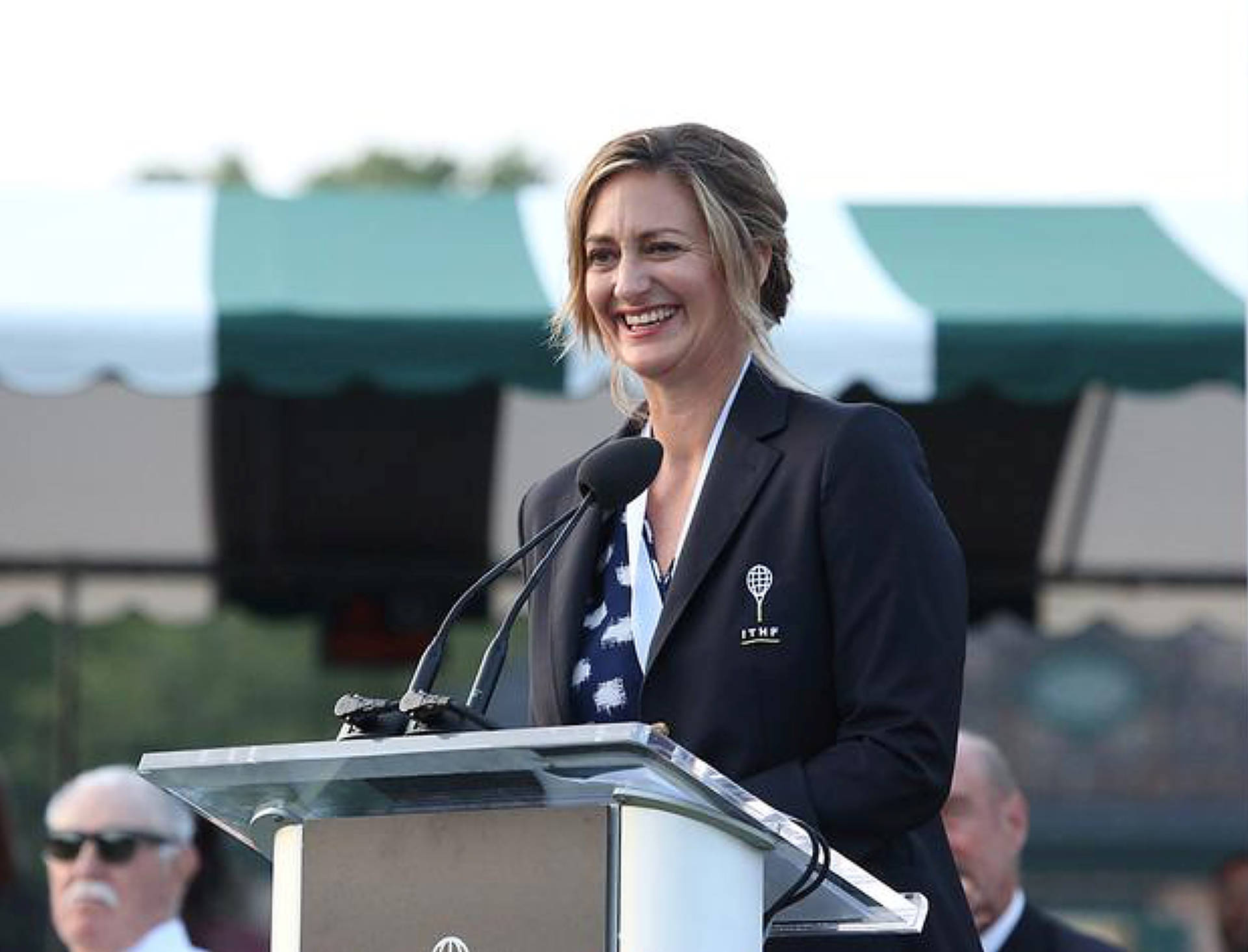 Mary Pierce In A Podium Background