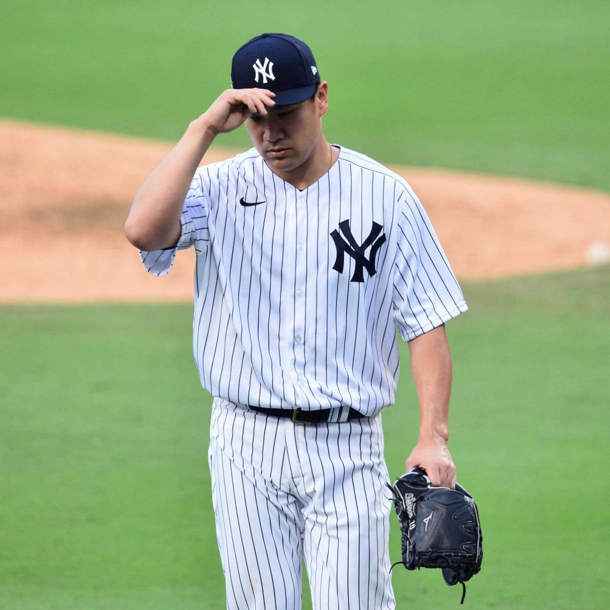 Masahiro Tanaka In Pinstripe Yankees Uniform Background