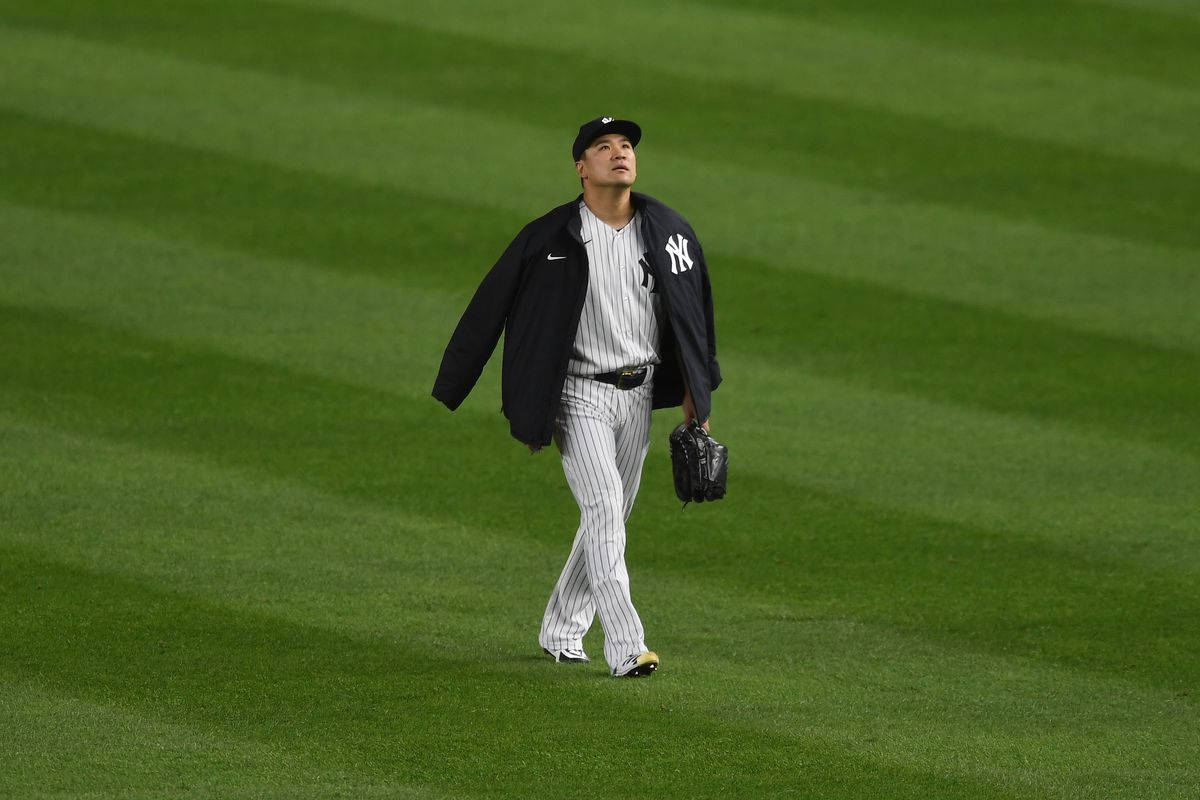 Masahiro Tanaka Walking In Baseball Field Background