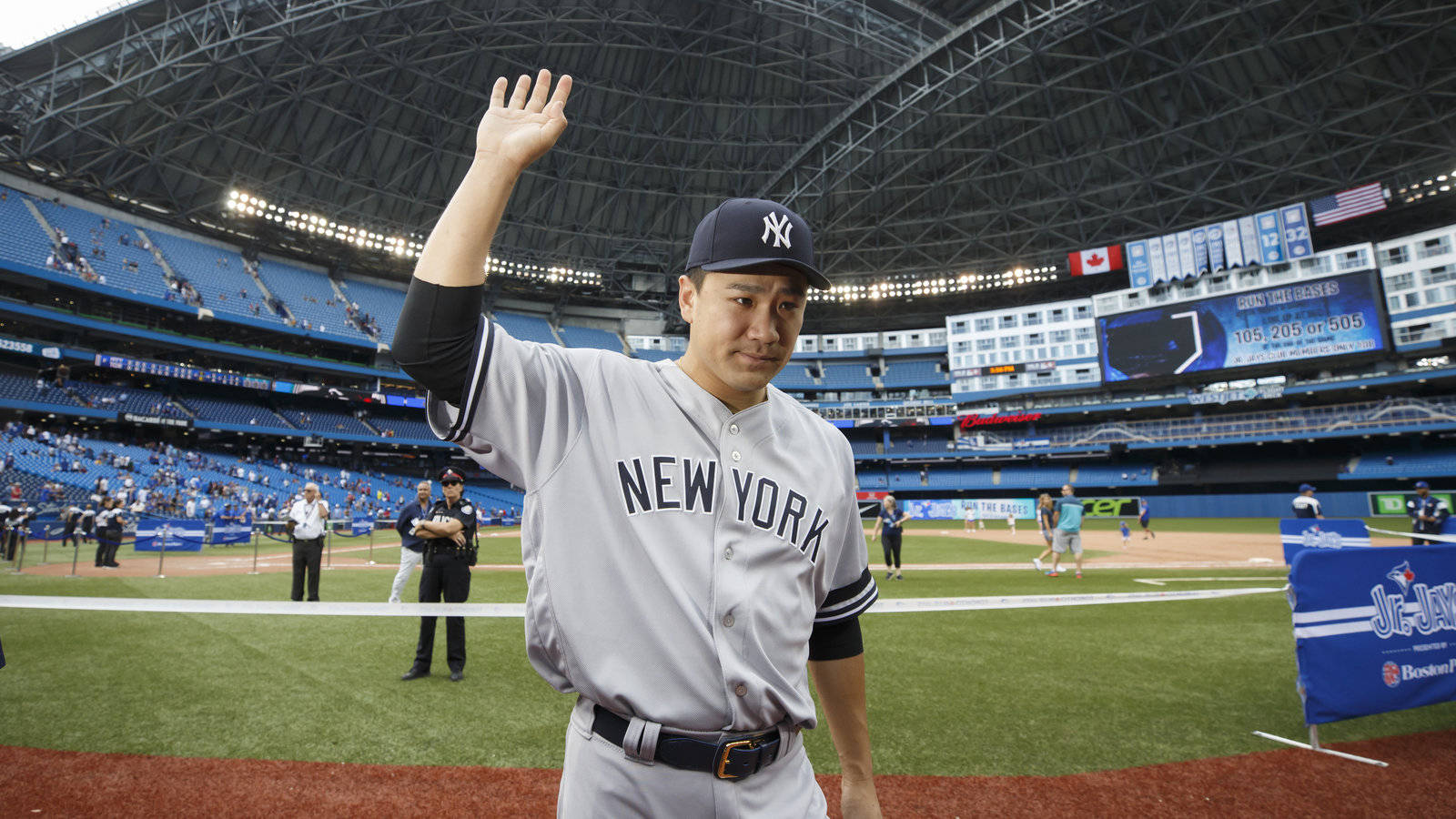 Masahiro Tanaka Waving In Stadium Background