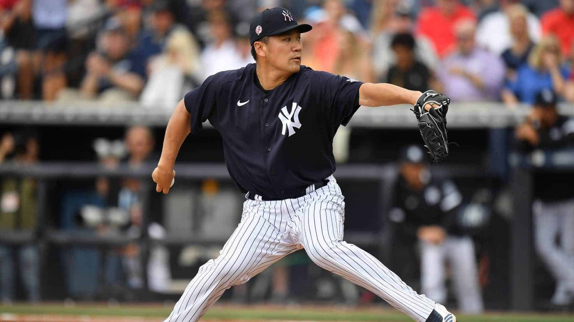 Masahiro Tanaka Wearing Black Yankees Jersey Background