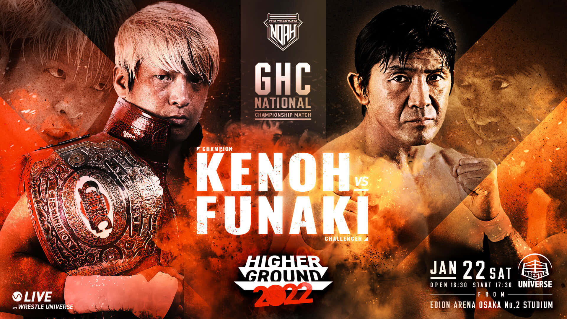 Masakatsu Funaki In A Championship Match Against Kenoh Background