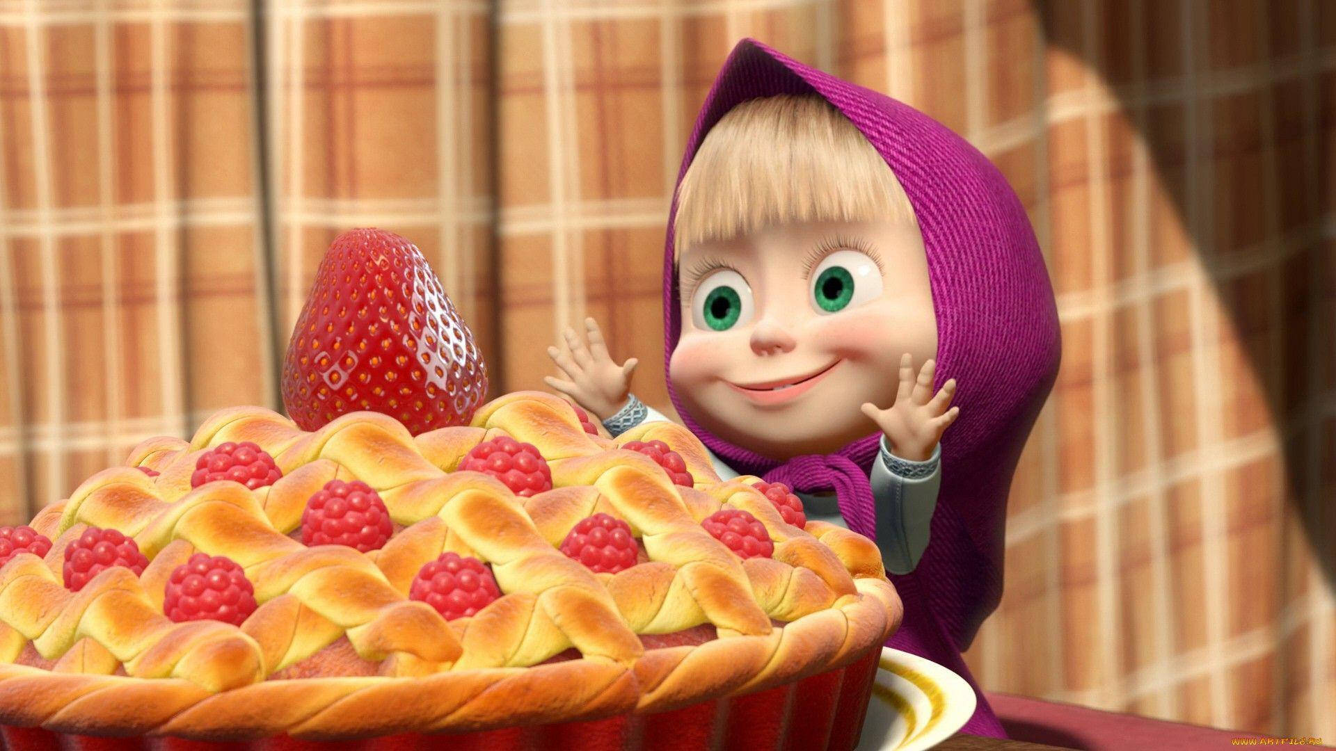 Masha And The Bear Strawberry Pie Background