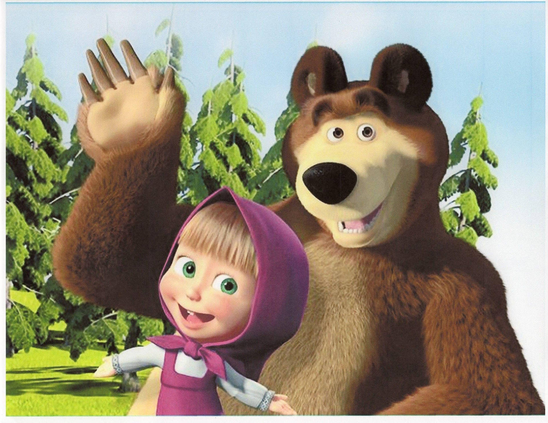 Masha And The Bear Waving Background