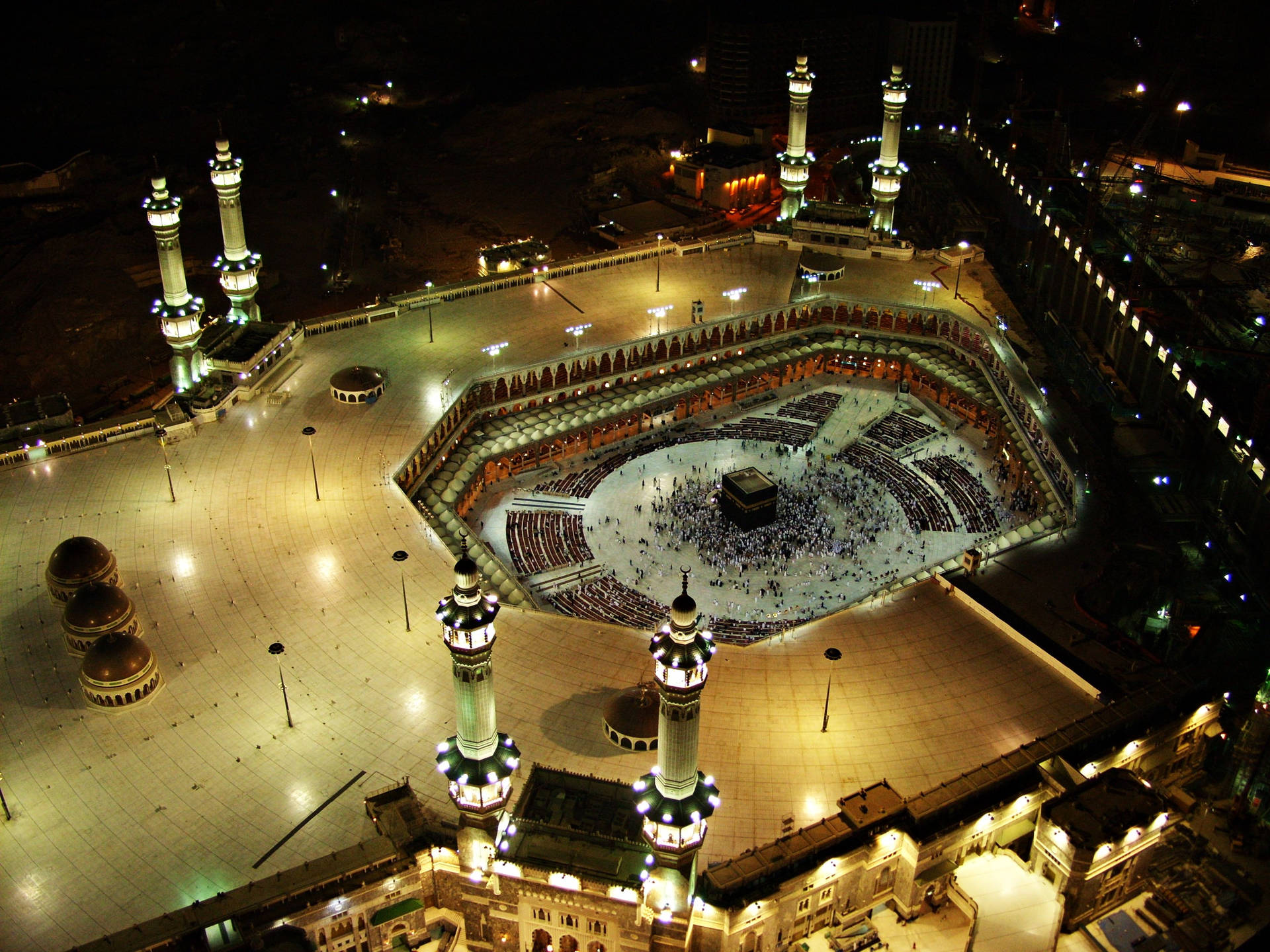 Masid Al-haram Temple Lights Makkah Hd Background