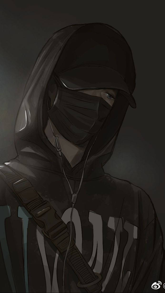 Mask And Hoodie Anime Boy Dark Background