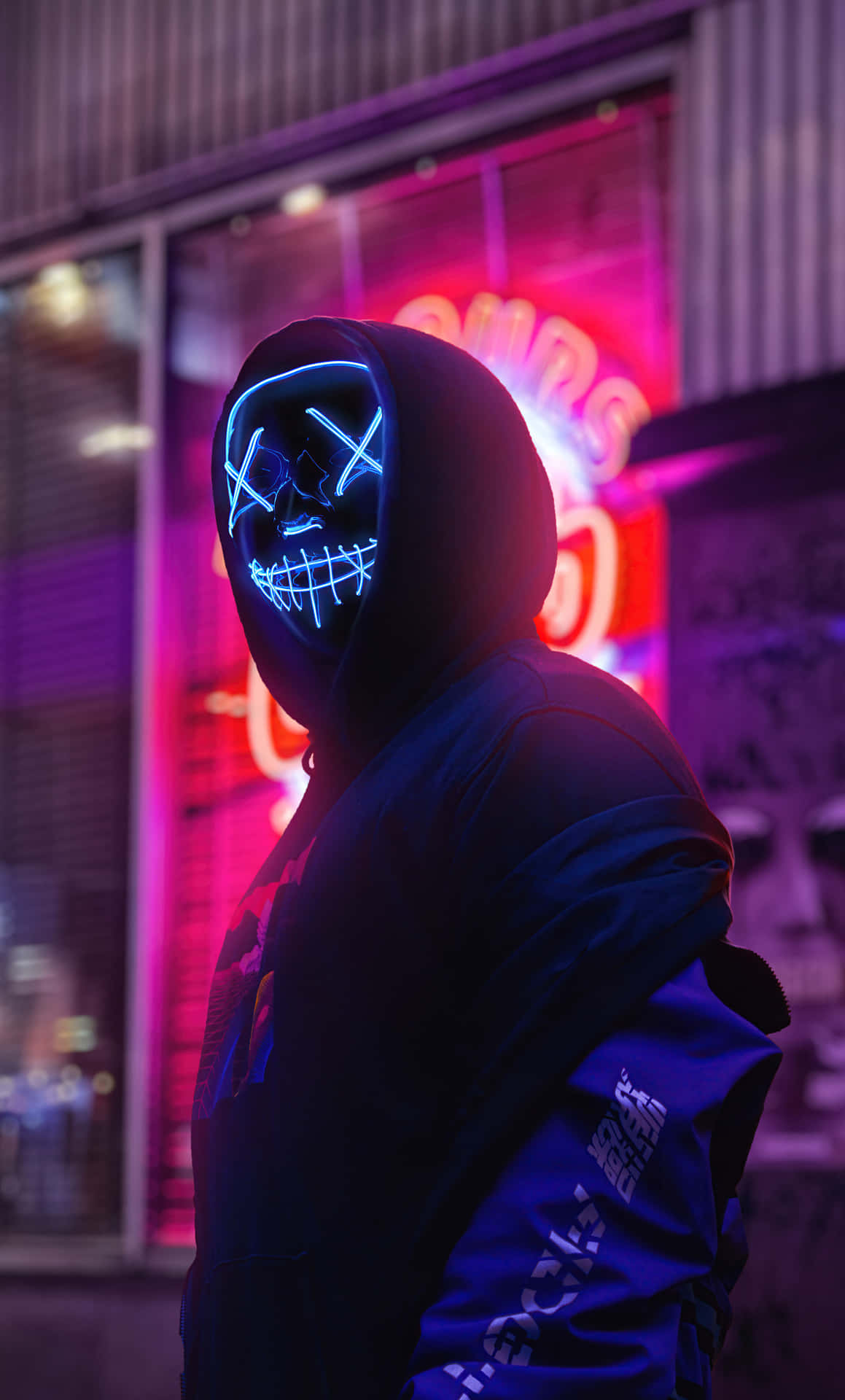 Mask Boy Black Neon Aesthetic Background