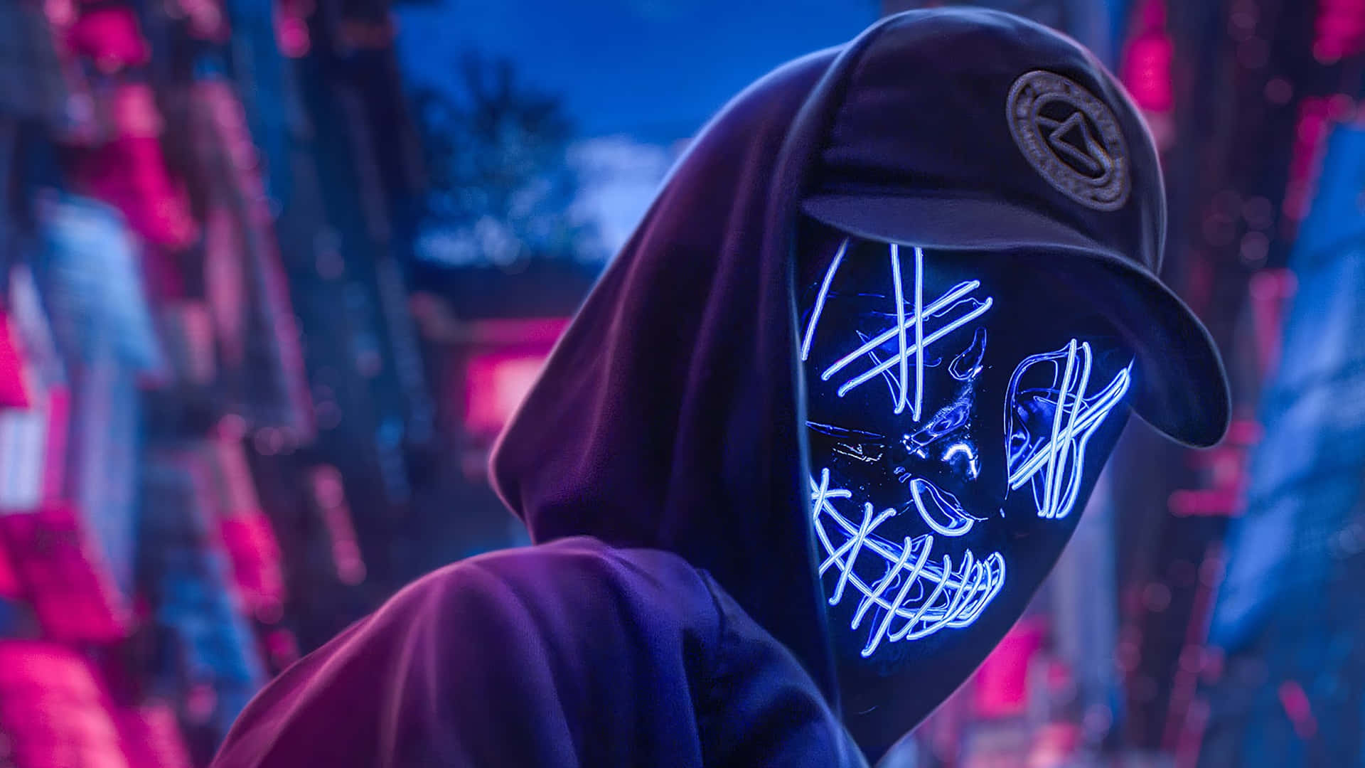 Mask Neon Lights Tumblr Laptop Background