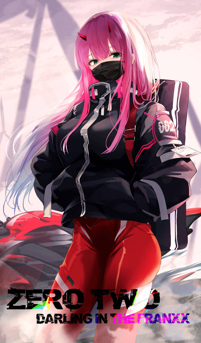 Masked And Armored Zero Two Phone Background