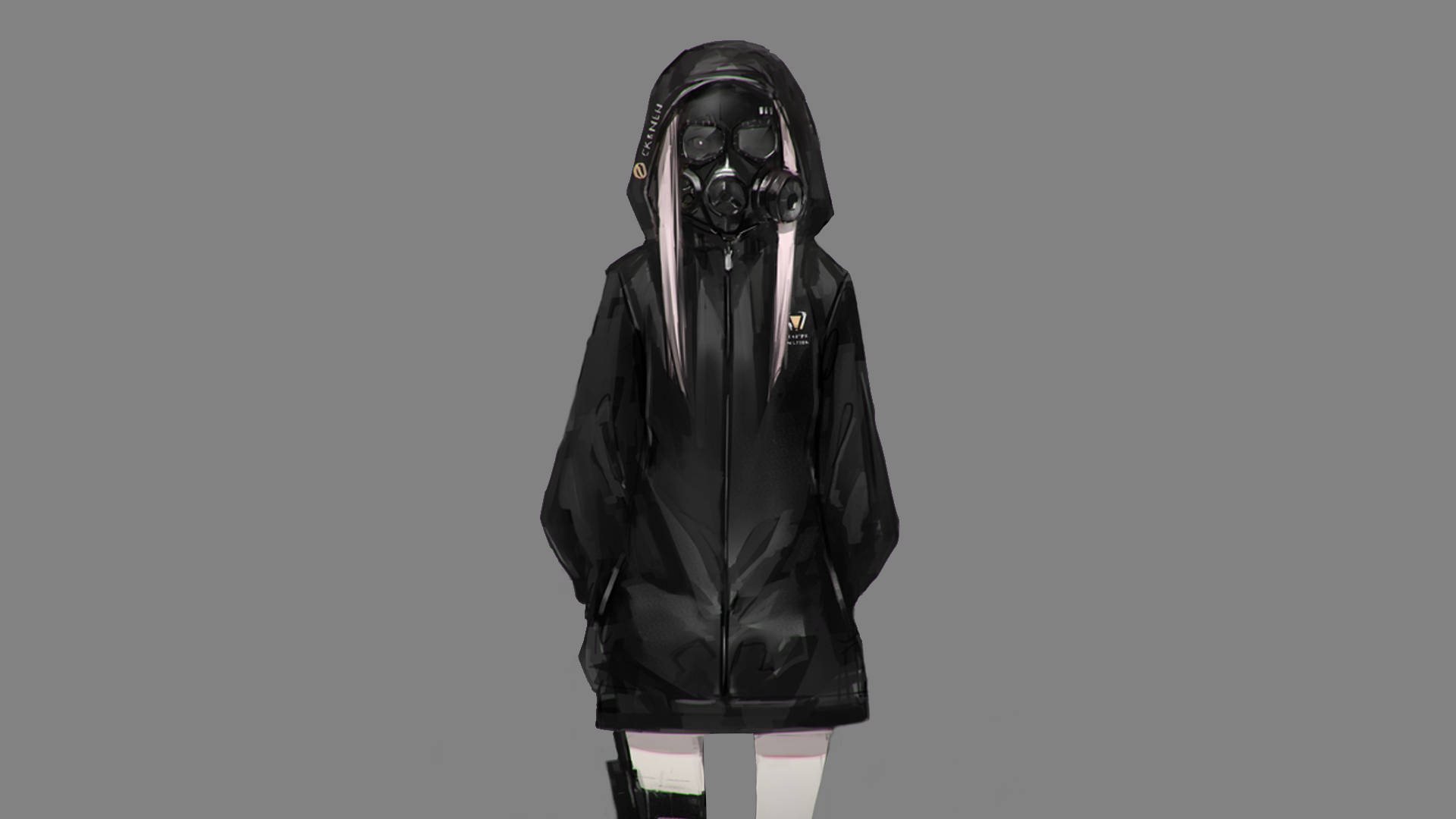 Masked Anime Girl Hoodie In Black Background